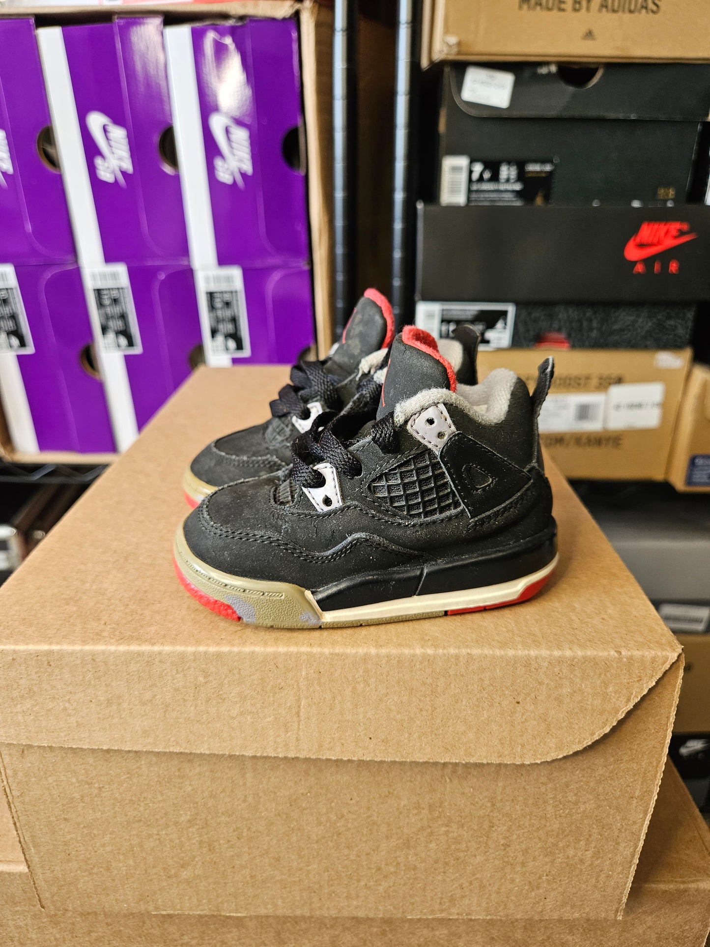 Size 4C - AJ 4 Retro Bred Black/Fire Red Cement 2019