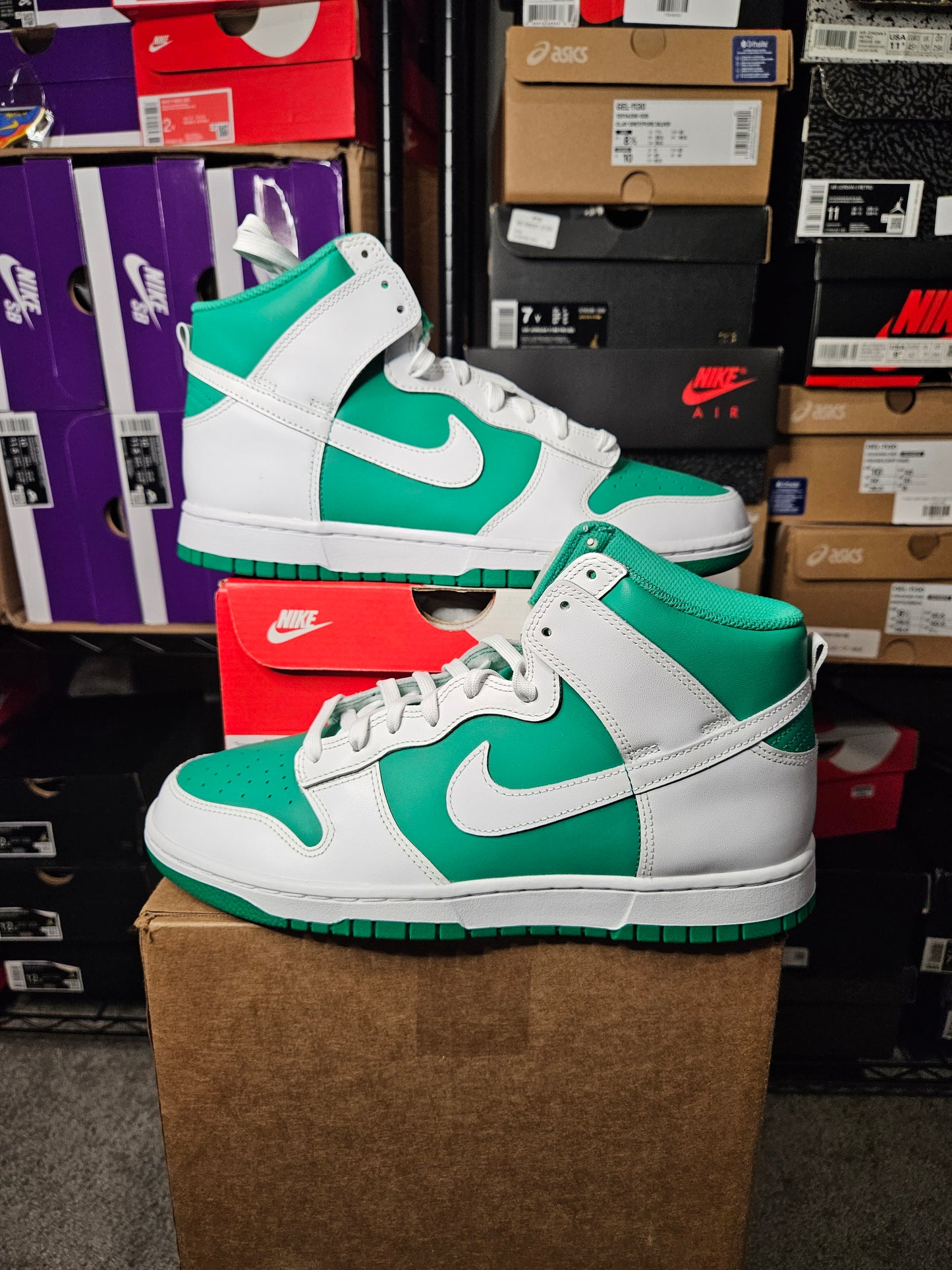 Size 10.5 - Nike Dunk High White Stadium Green