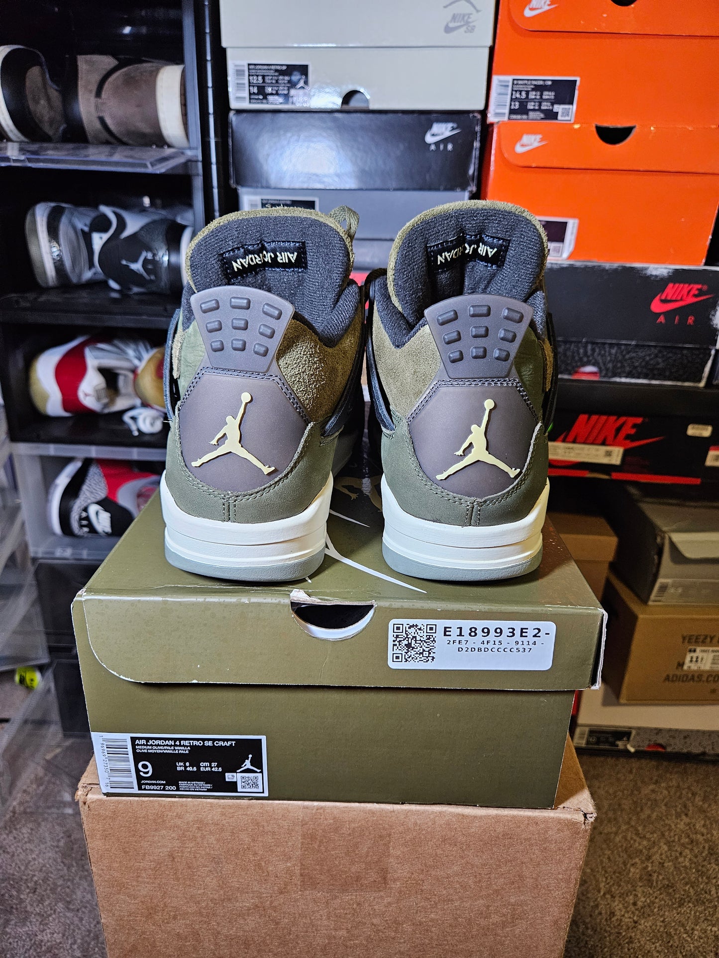 Size 9.5 - AJ 4 SE Retro Low Craft - Olive