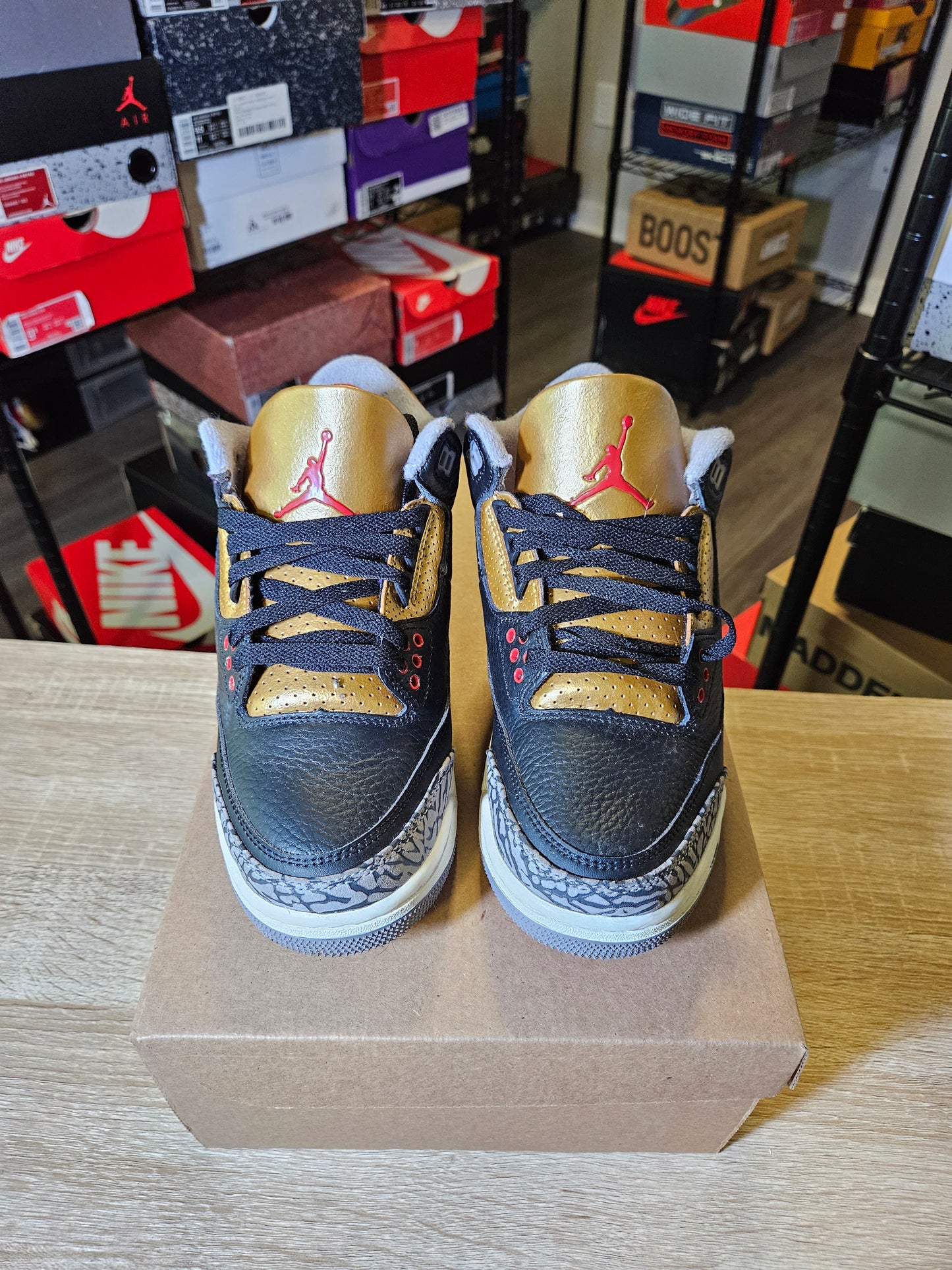 Size 6W/4.5M - Aj3 Retro Mid Black Gold