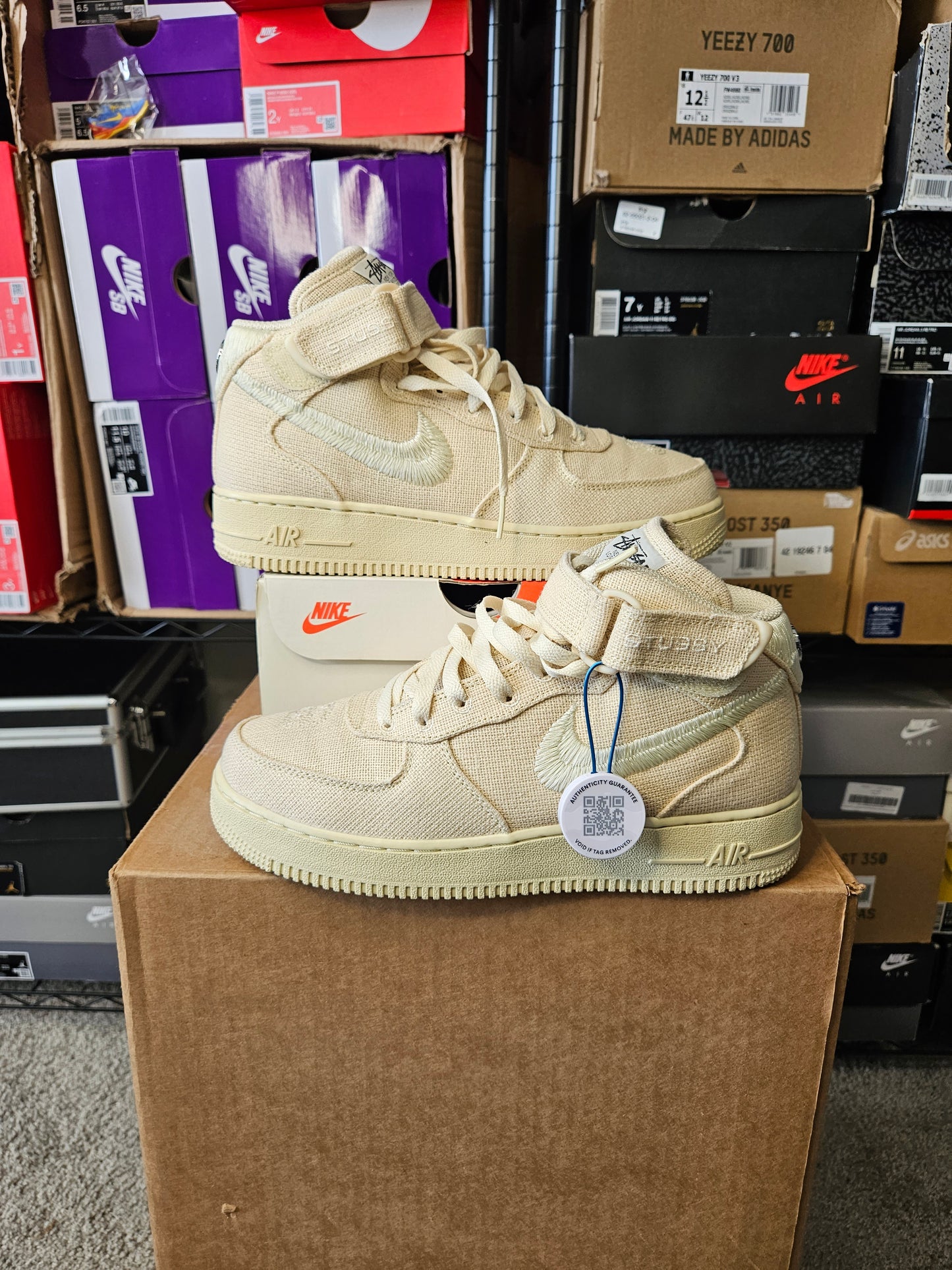 Size 7.5 - Stussy x Air Force 1 Mid Fossil