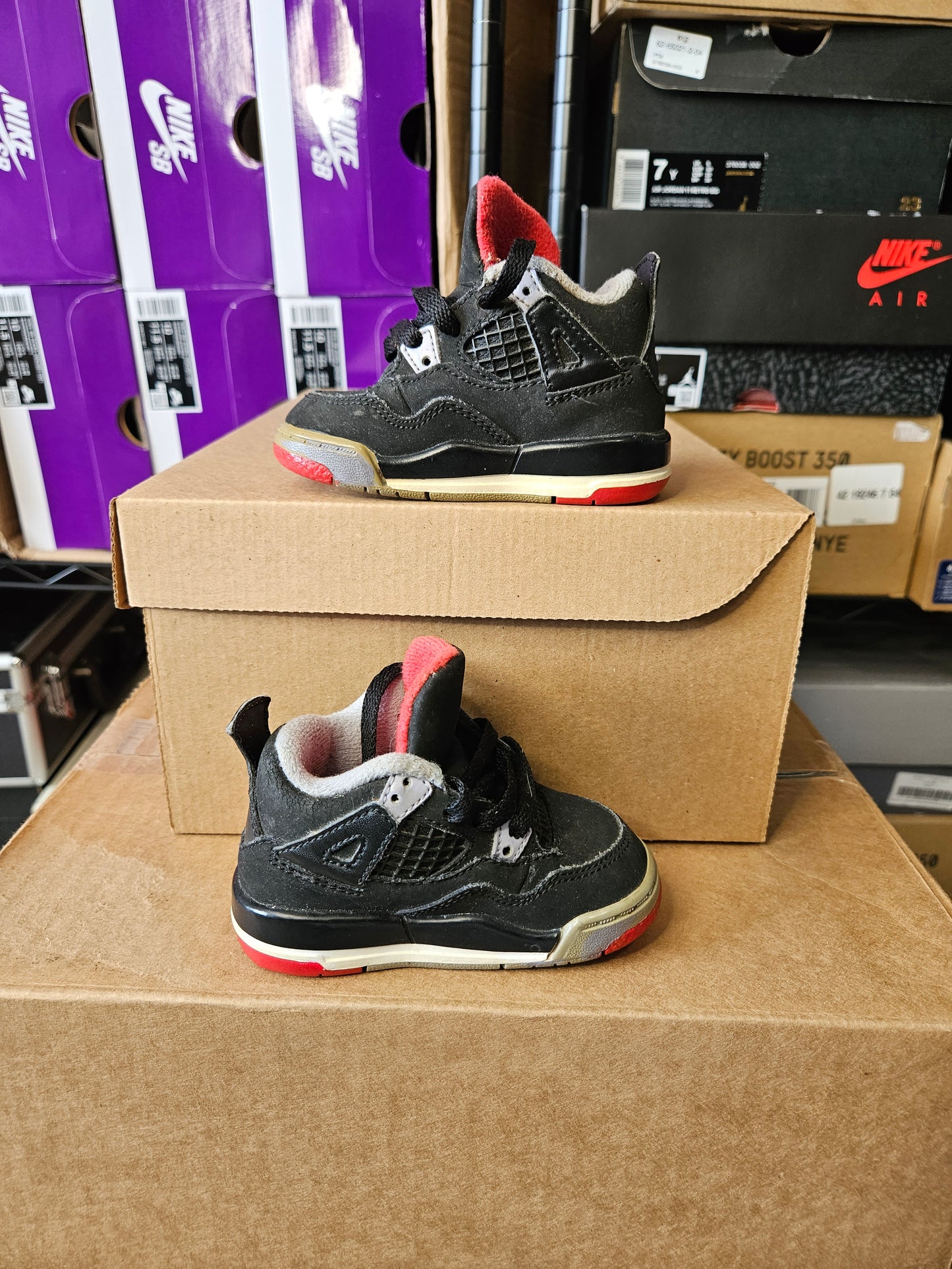 Size 4C - AJ 4 Retro Bred Black/Fire Red Cement 2019