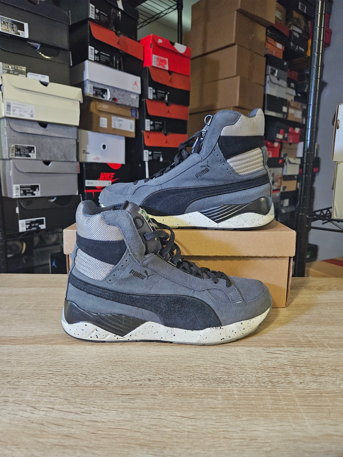 Size 9.5 - PUMA Trinomic XS 850 Mid Turbulence Grey