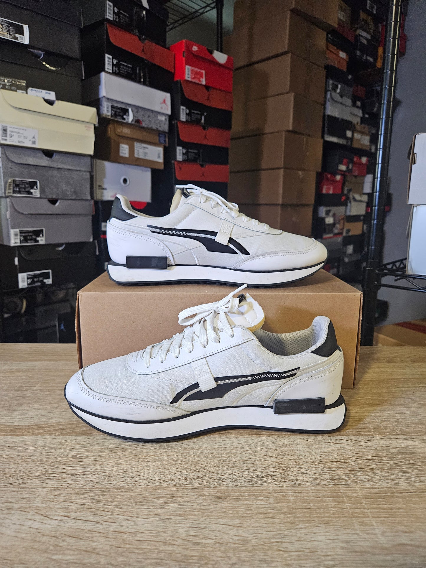 Size 9.5 - PUMA Future Rider Twofold White Black
