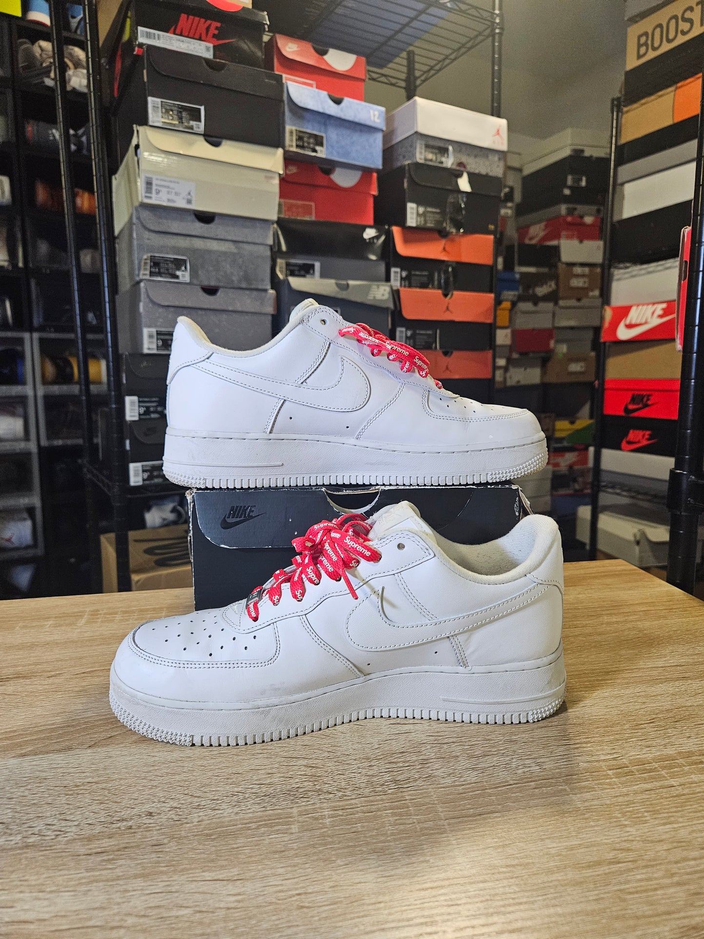 Size 10 - Air Force 1 x Supreme Low Box Logo - White