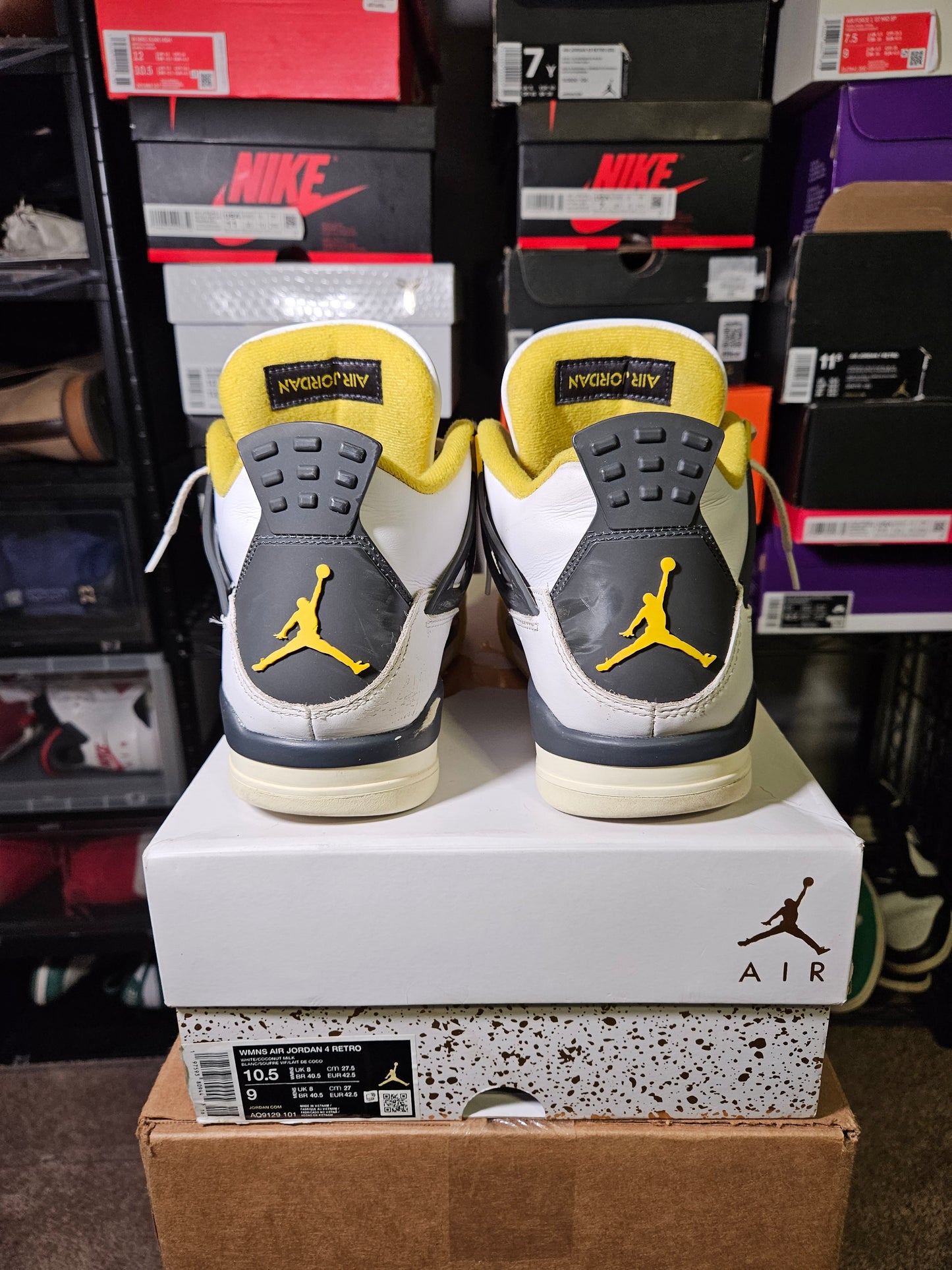 Size 10.5W/9M - AJ 4 Retro Vivid Sulfur