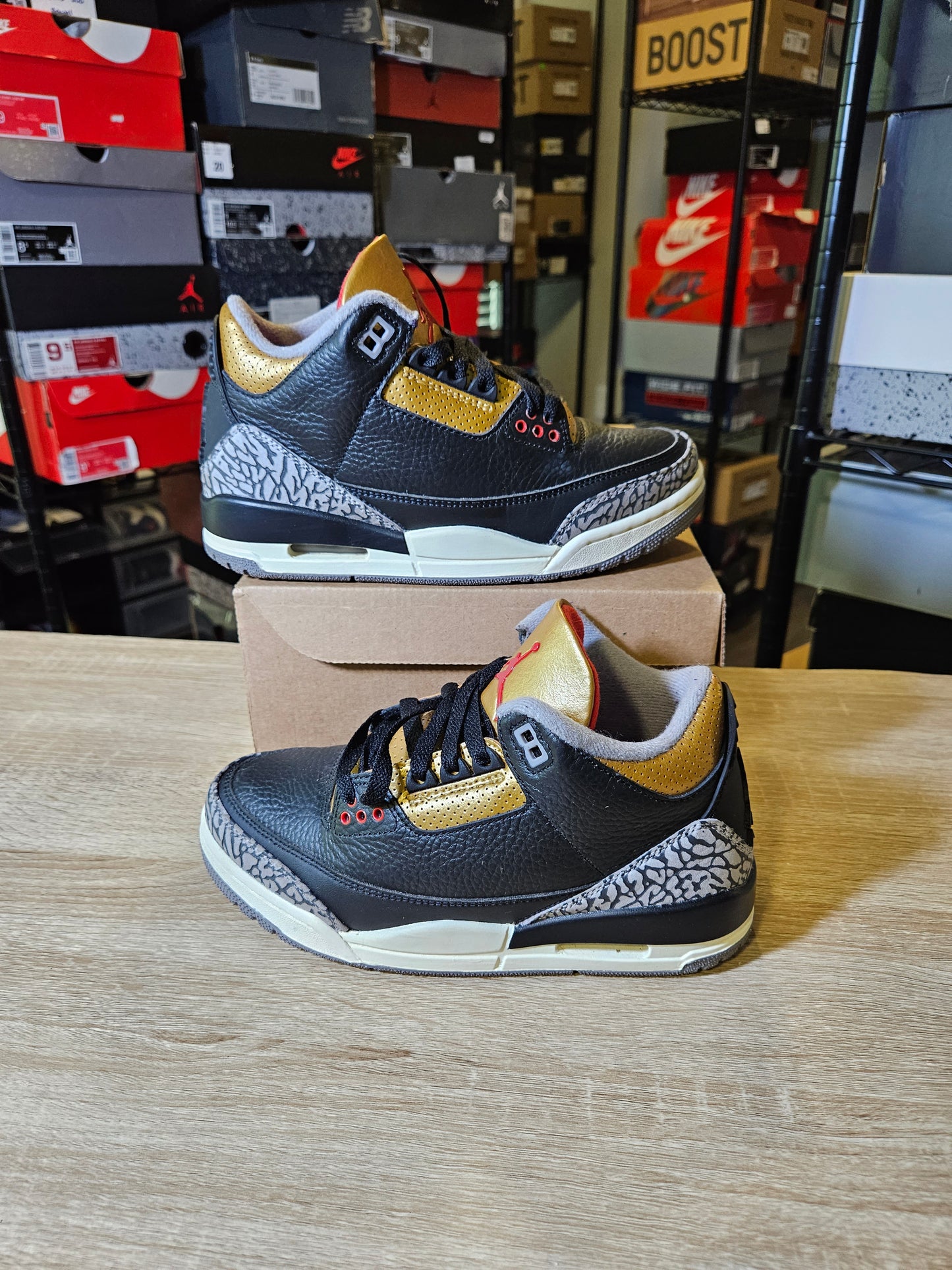 Size 6W/4.5M - Aj3 Retro Mid Black Gold
