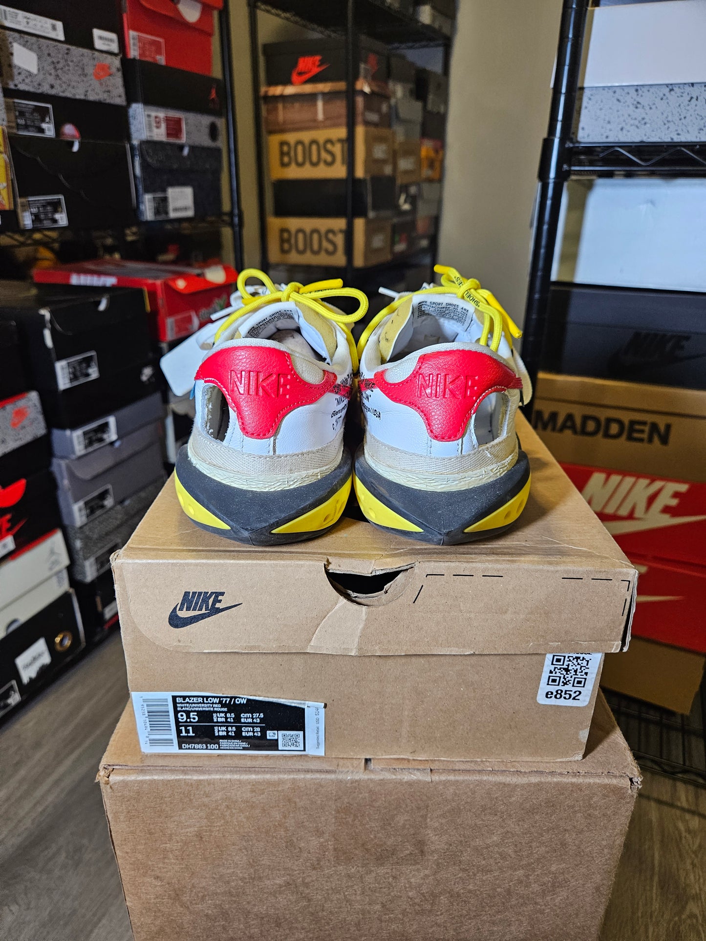 Size 9.5 - Off-White x Blazer Low White University Red