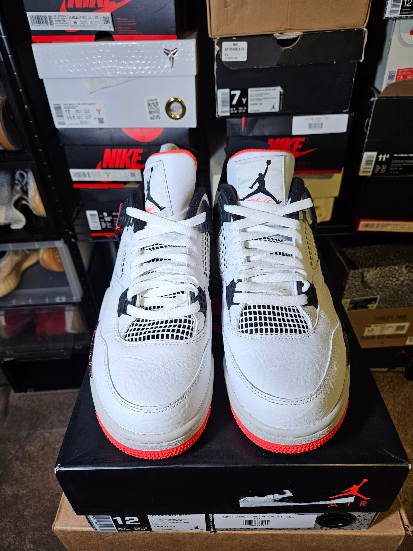 Size 12 - AJ 4 Retro Pale Citron, Bright Crimson 2019