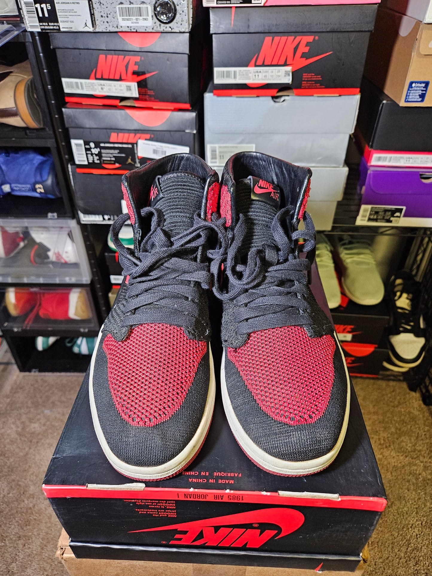 Size 10 - AJ 1 Retro OG Flyknit High Bred