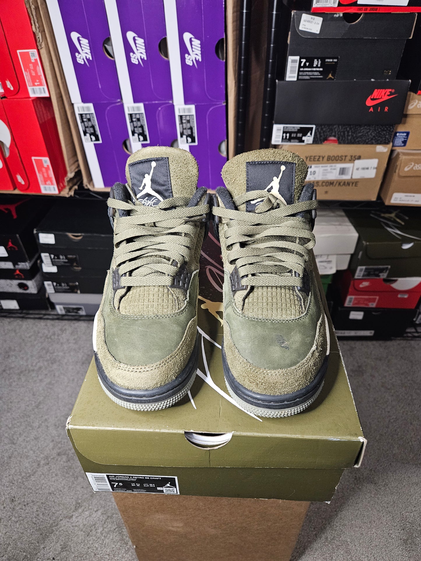 Size 7.5 - AJ 4 SE Retro Low Craft - Olive