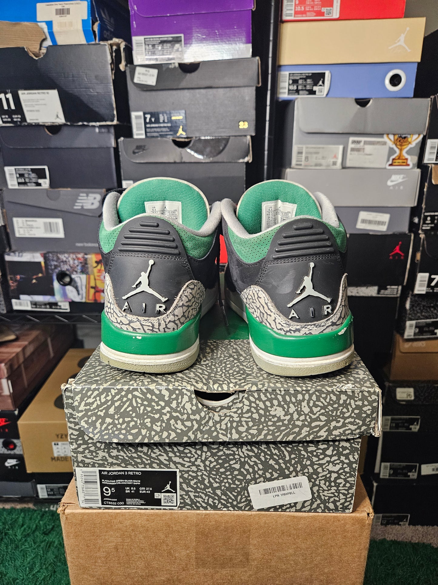 Size 9.5 - AJ 3 Retro Mid Pine Green