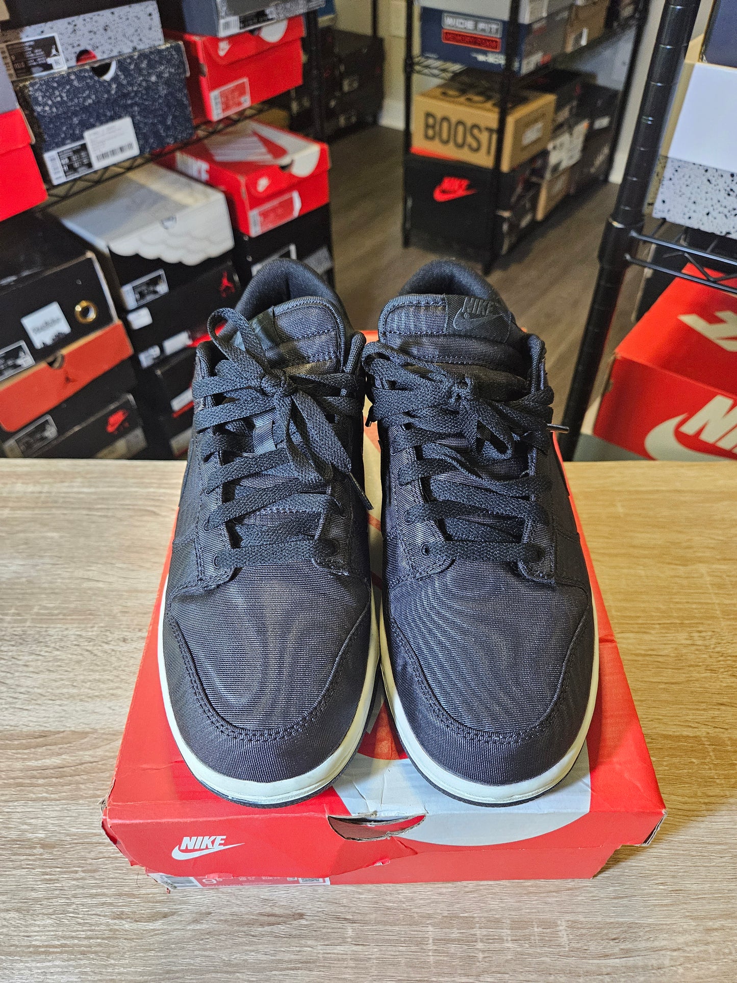 Size 9.5 - Dunk Low Black Canvas