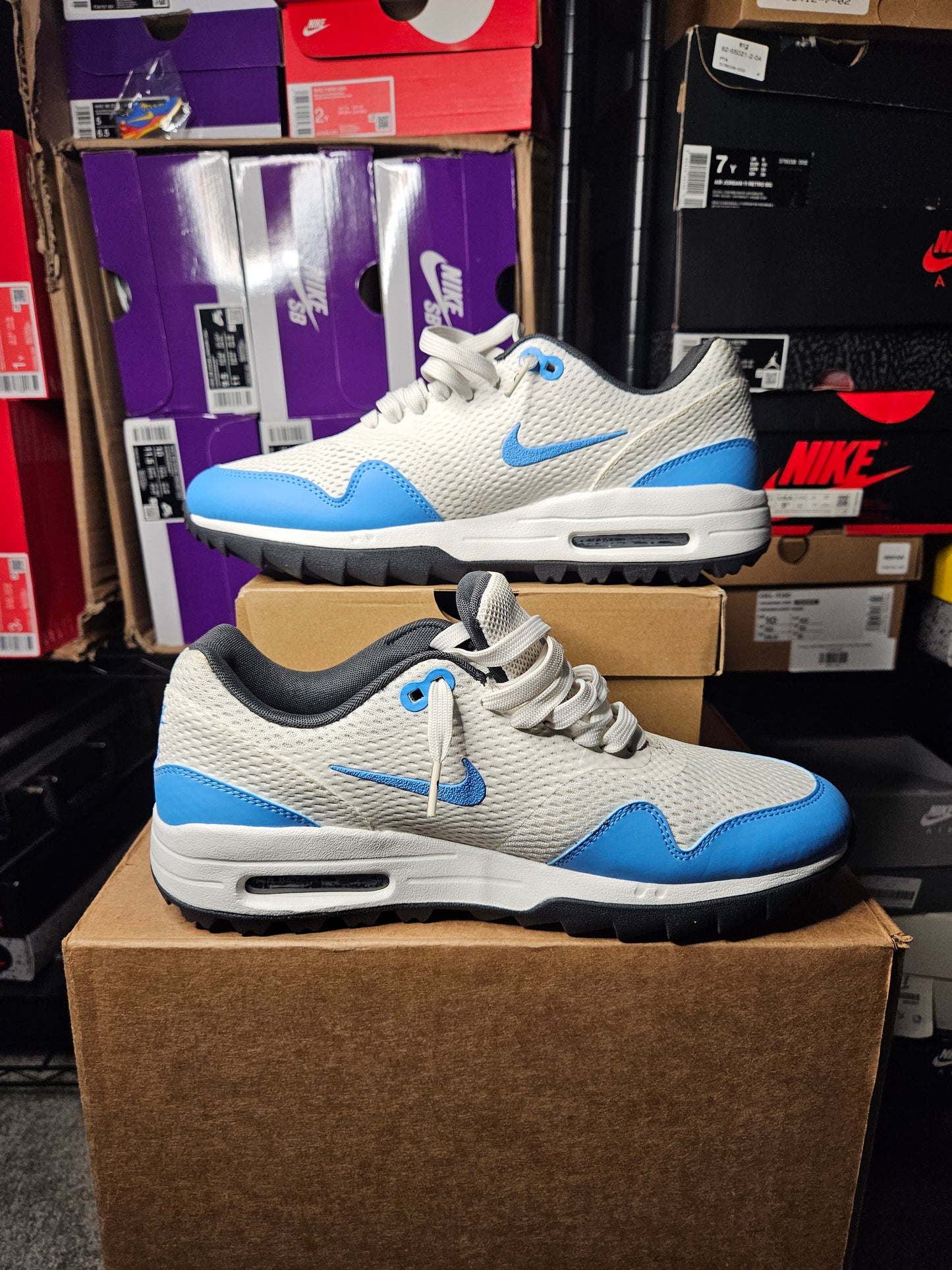 Size 9.5 - Air Max 1 Golf White University Blue