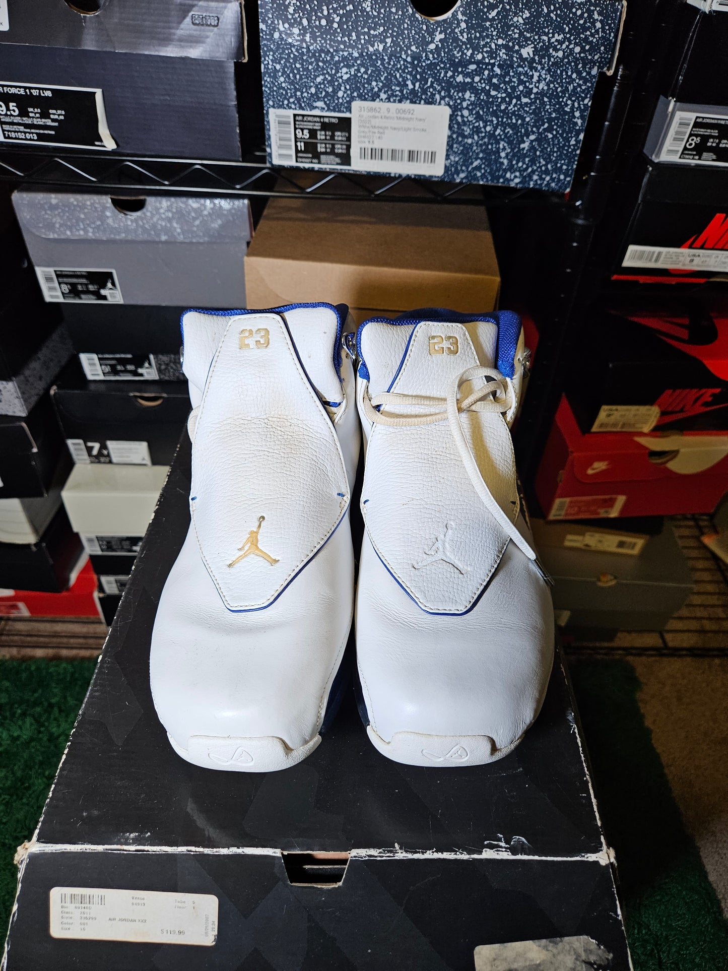 Size 9.5 - AJ 18 OG 2003 White Sport Royal