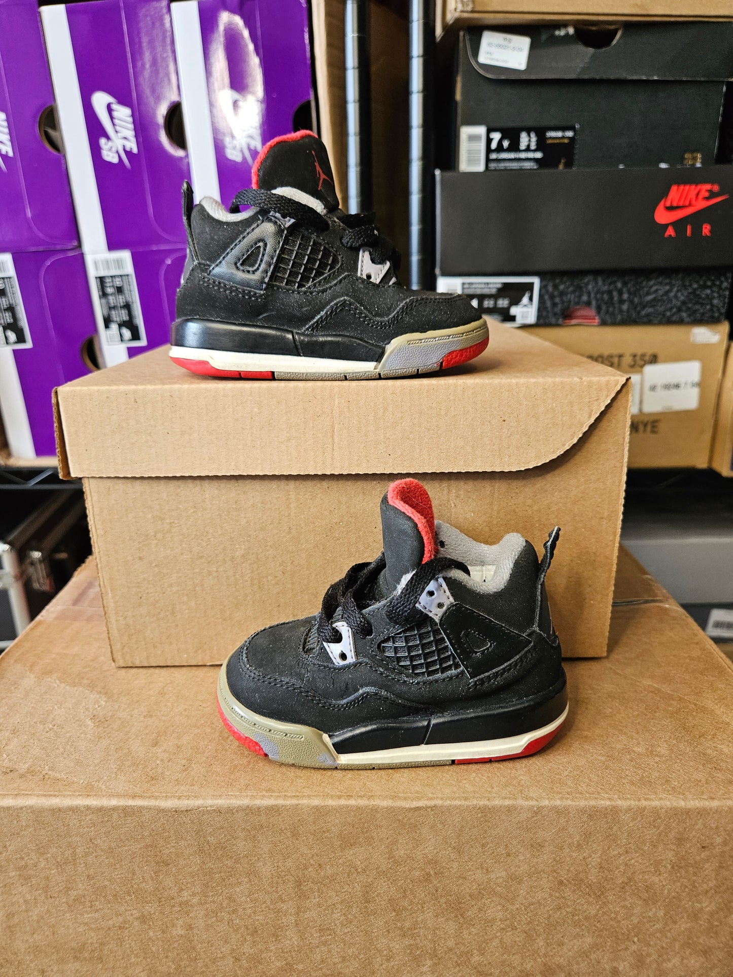 Size 4C - AJ 4 Retro Bred Black/Fire Red Cement 2019