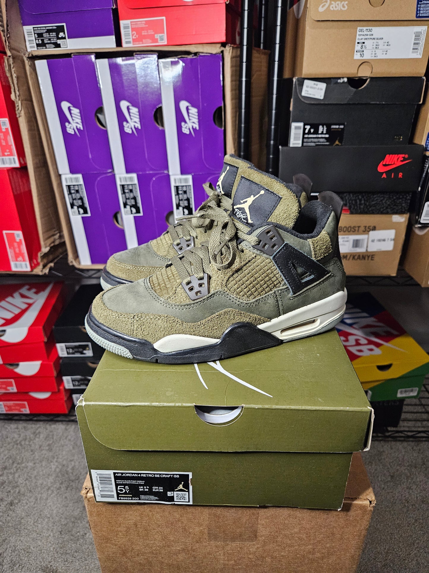 Size 5.5 - AJ 4 SE Retro Low Craft - Olive