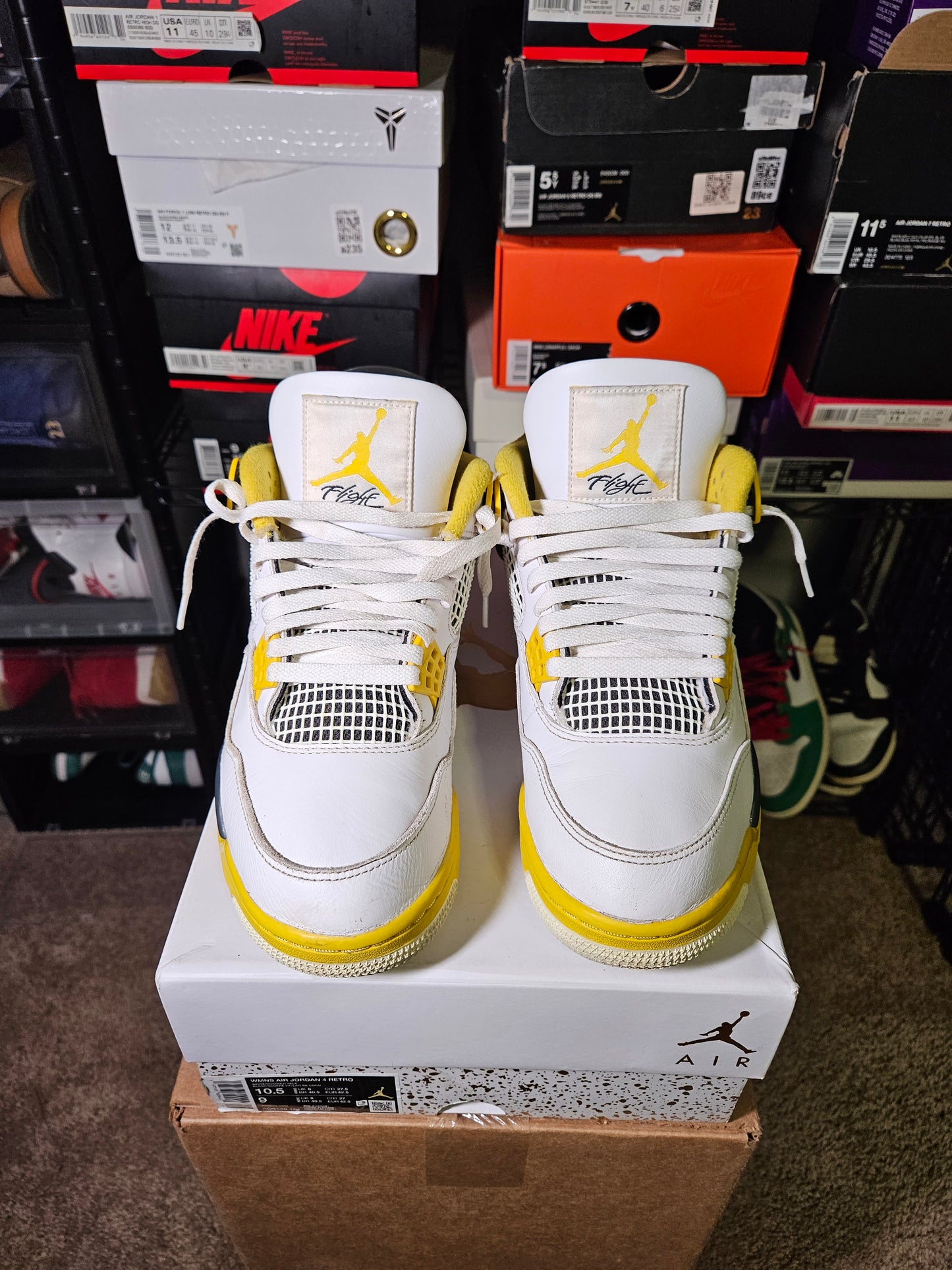 Size 10.5W/9M - AJ 4 Retro Vivid Sulfur