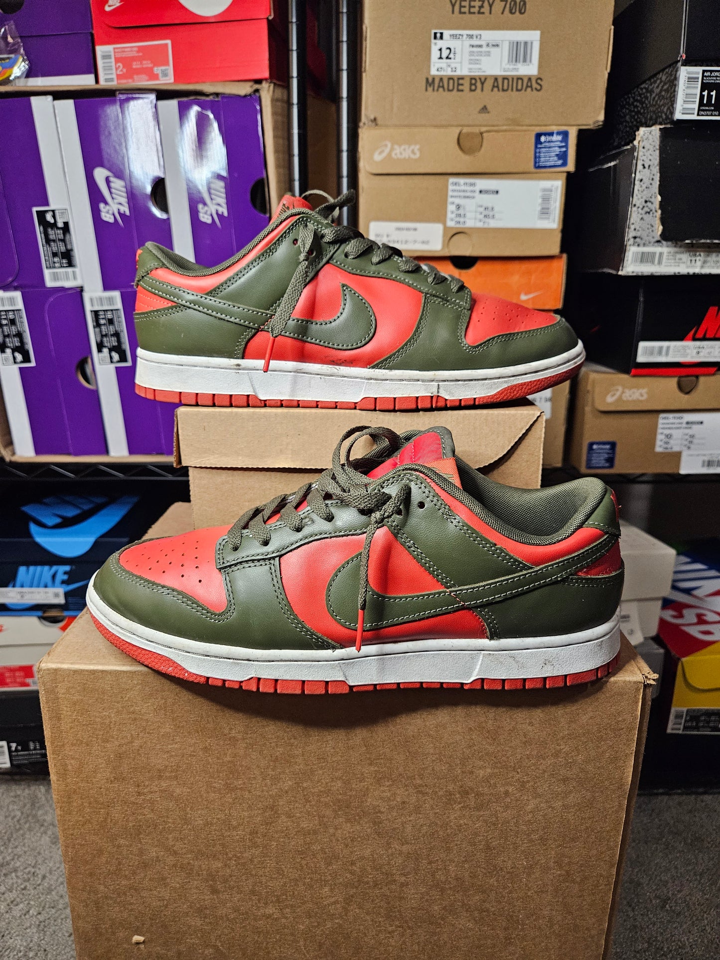 Size 10.5 - Nike Dunk Low Cargo Khaki Mystic Red