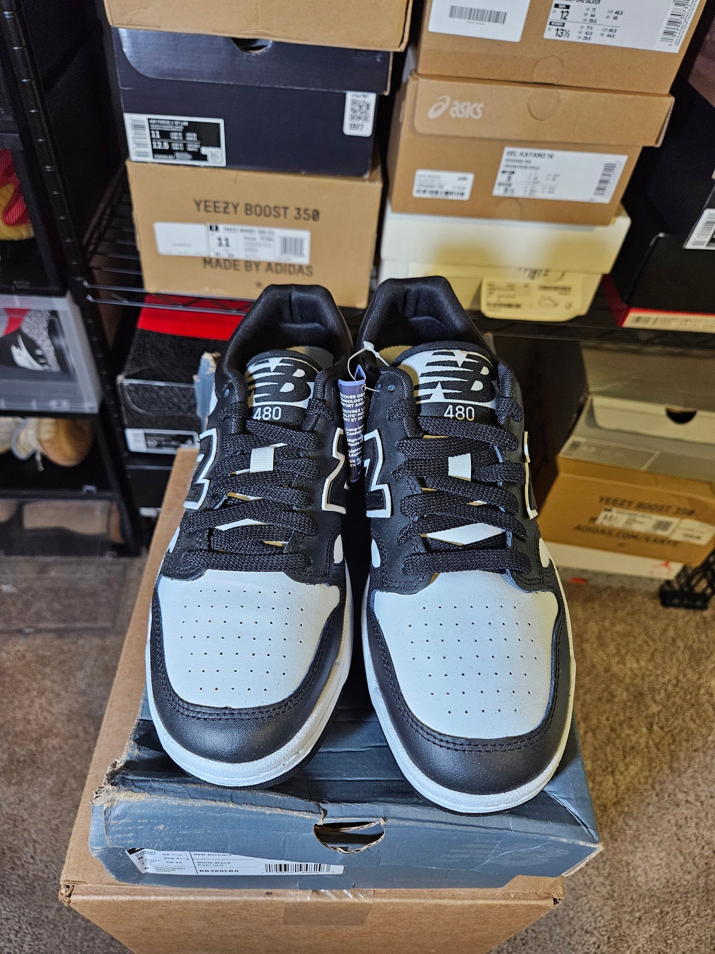 Size 8 - New Balance 480 White Black