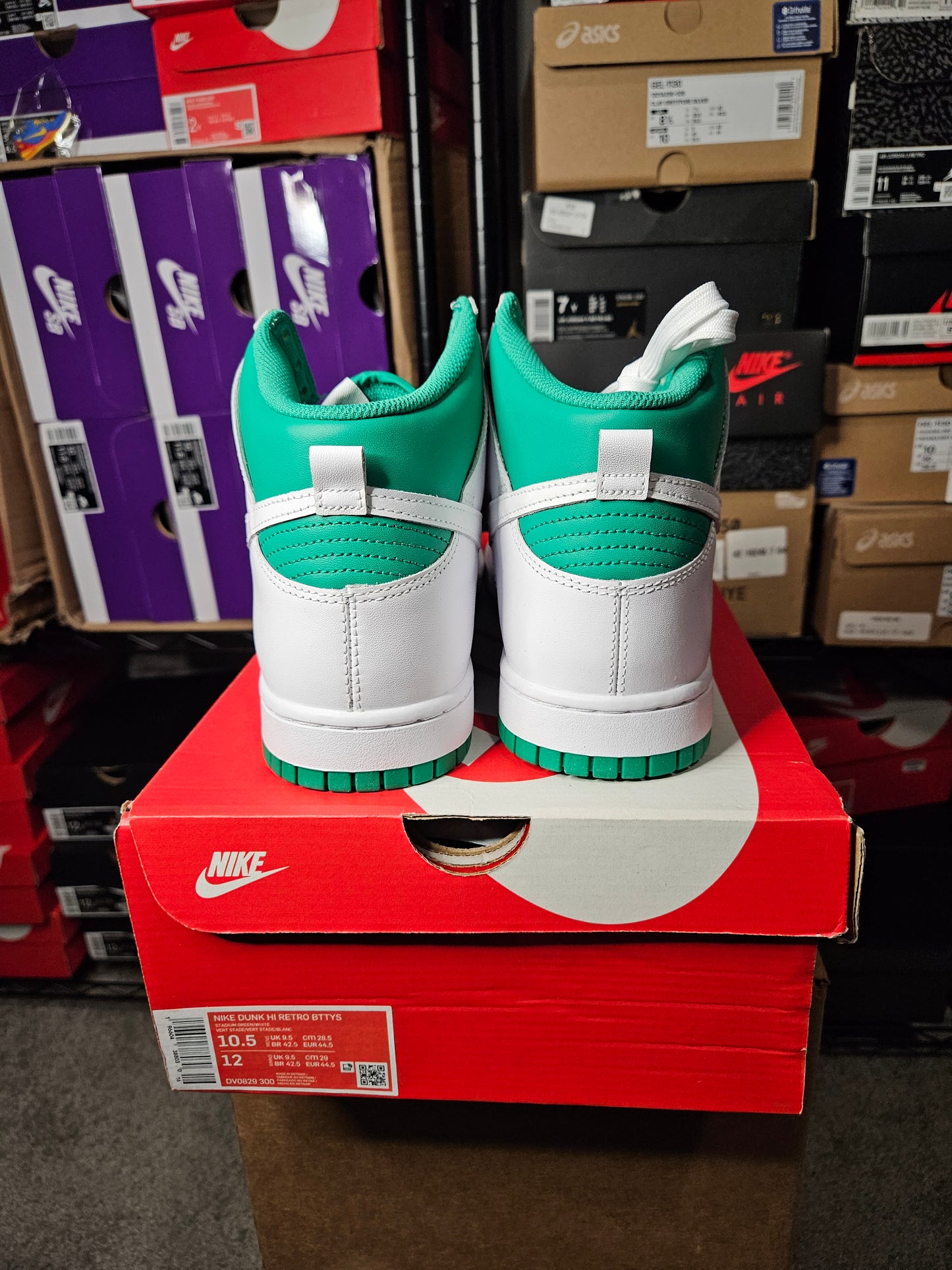 Size 10.5 - Nike Dunk High White Stadium Green