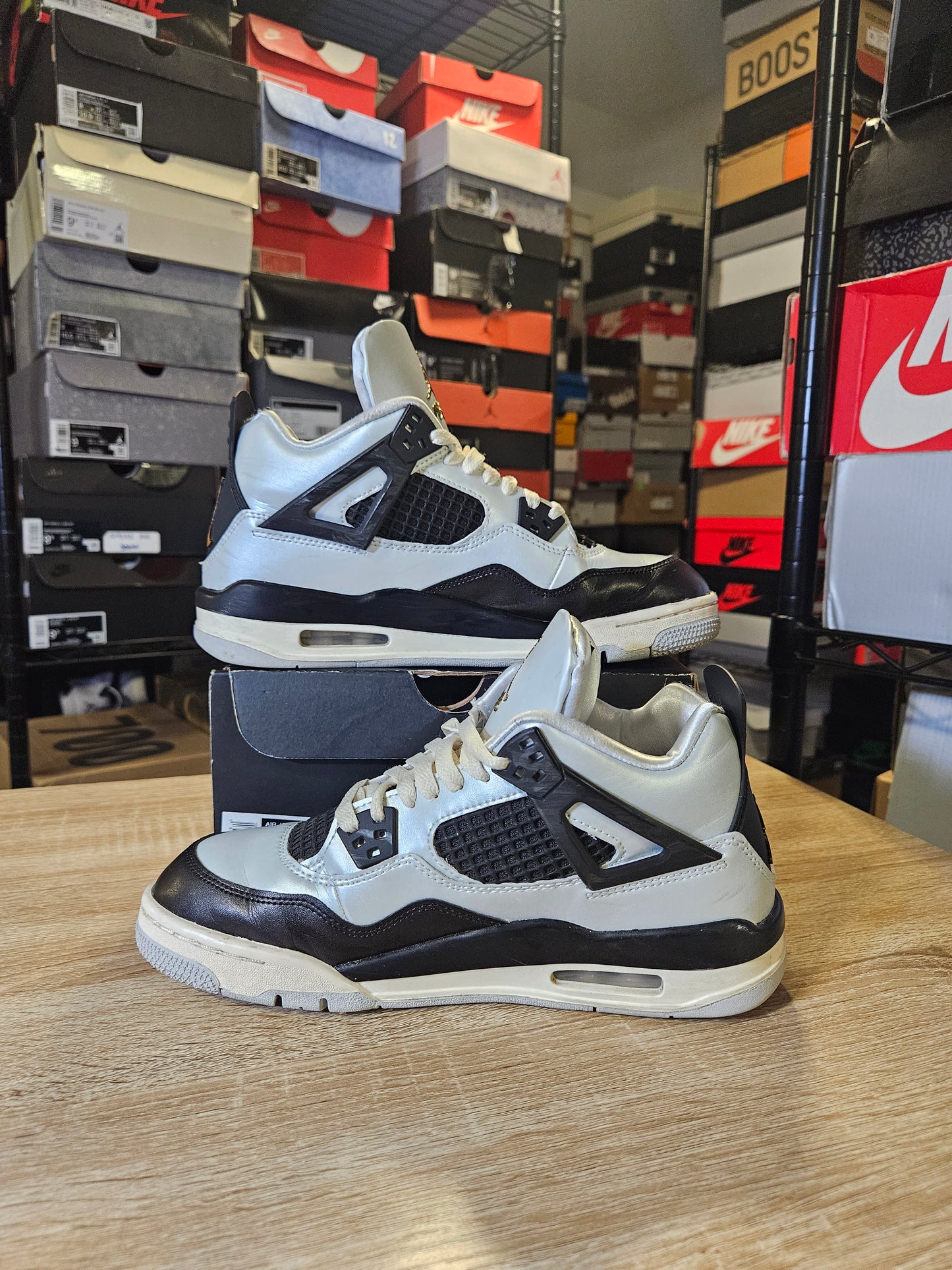 Size 6.5 - AJ 4 Retro Pure Platinum/Metallic Gold