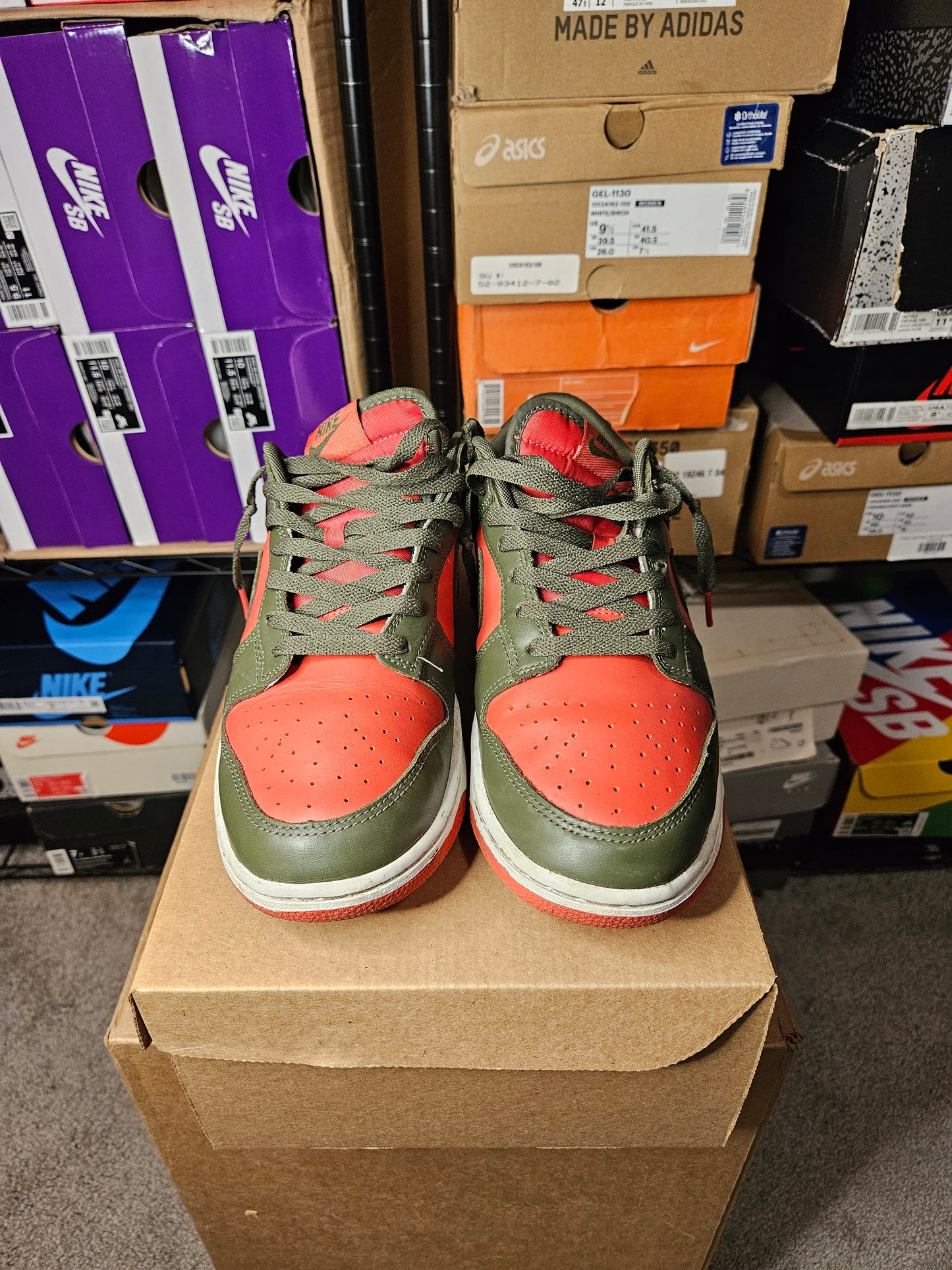 Size 10.5 - Nike Dunk Low Cargo Khaki Mystic Red