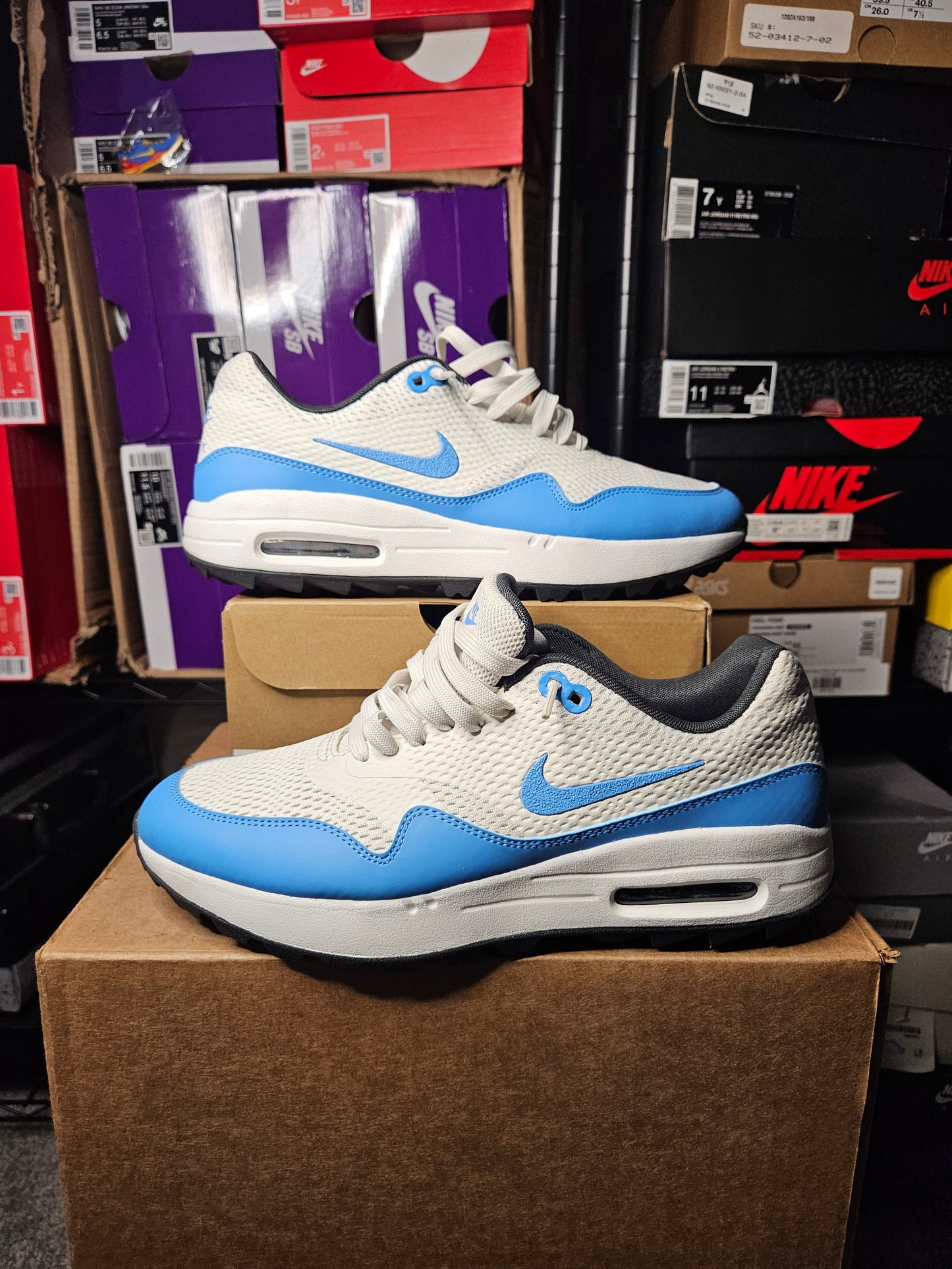 Size 9.5 - Air Max 1 Golf White University Blue