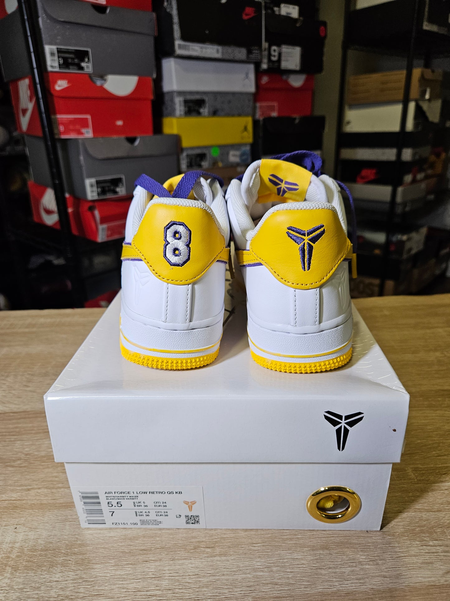 Size 5.5 - Kobe Bryant x Air Force 1 Retro QS Low Lakers Home