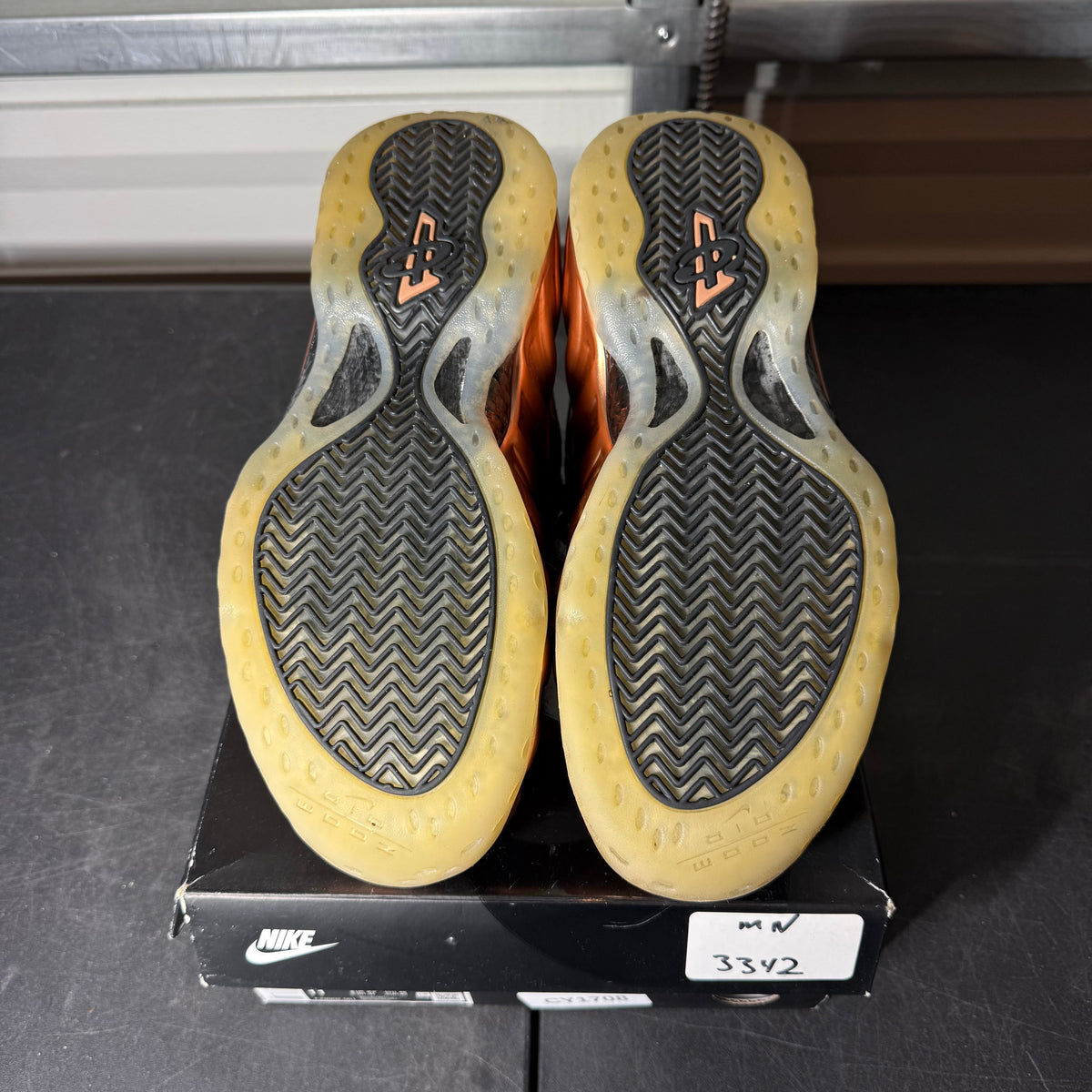 Size 9.5M - Foamposite One Copper