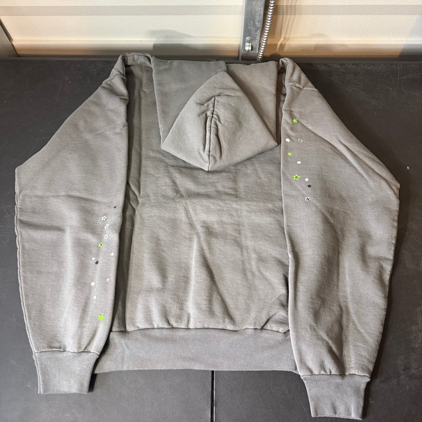 Size Small- Sp5der Hoodie Grey & Green