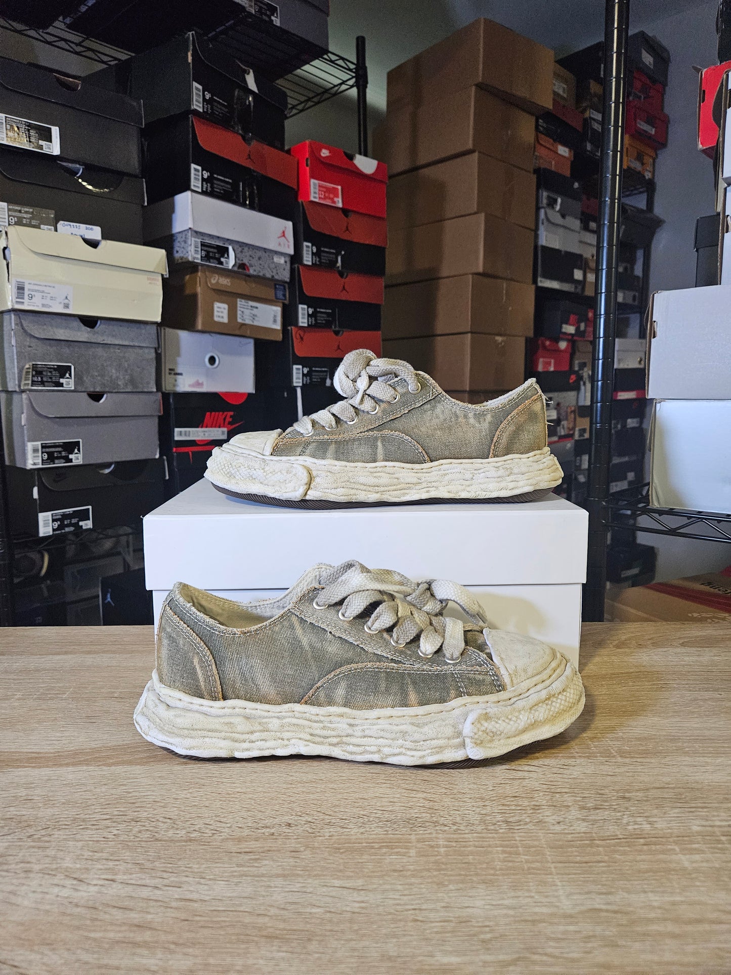 Size 11 M - Mihara Yasuhiro Peterson 23 Washed Denim Low Green