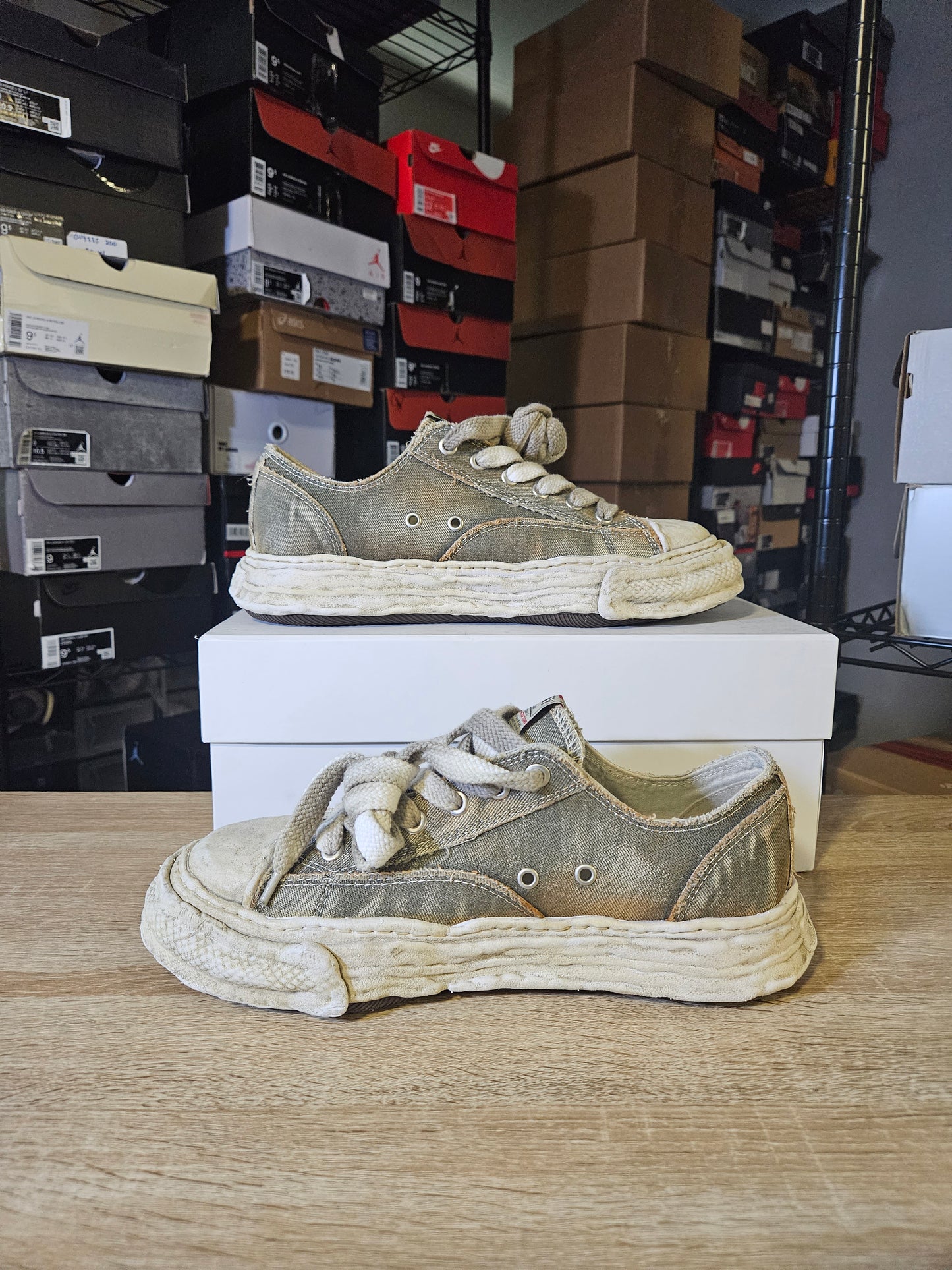 Size 11 M - Mihara Yasuhiro Peterson 23 Washed Denim Low Green