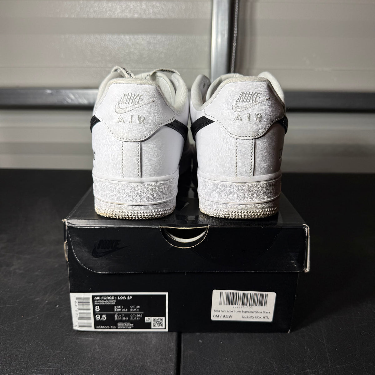 Size 8 - Air Force 1 Supreme White Black Swoosh