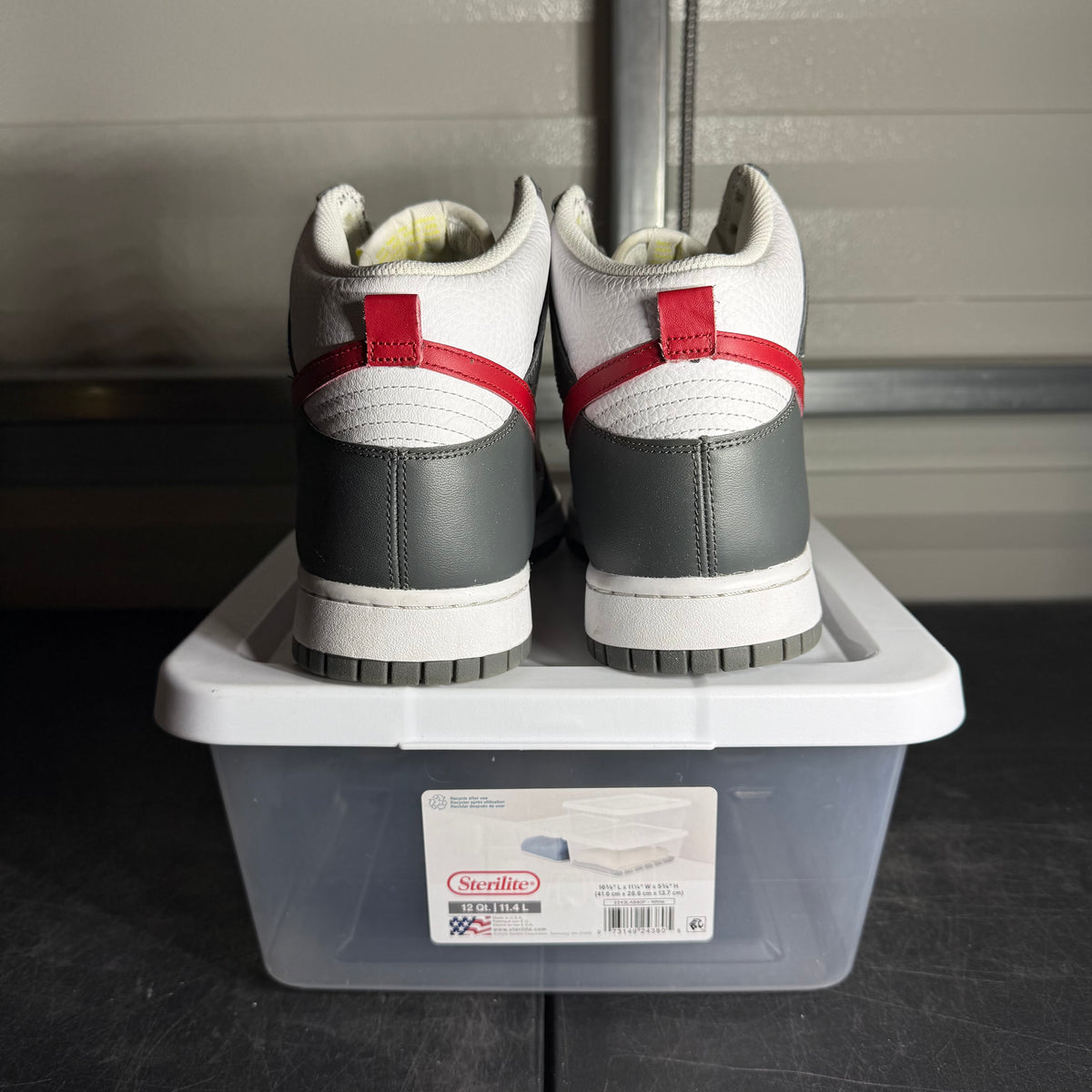 Size 12 - Nike Dunk High Embossed Hoops Iron Grey Gym Red