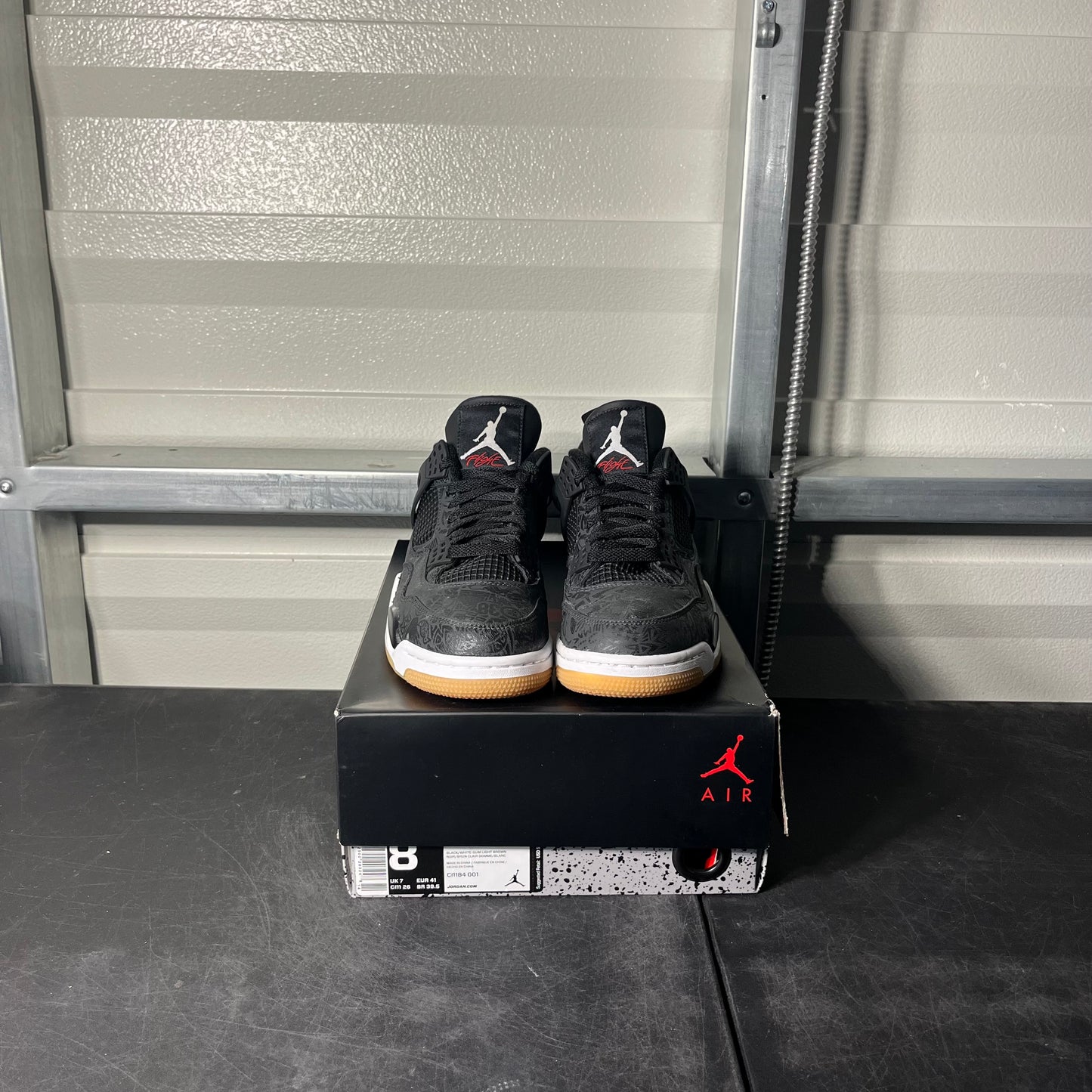 Size 8 - AJ 4 Laser Black Gum