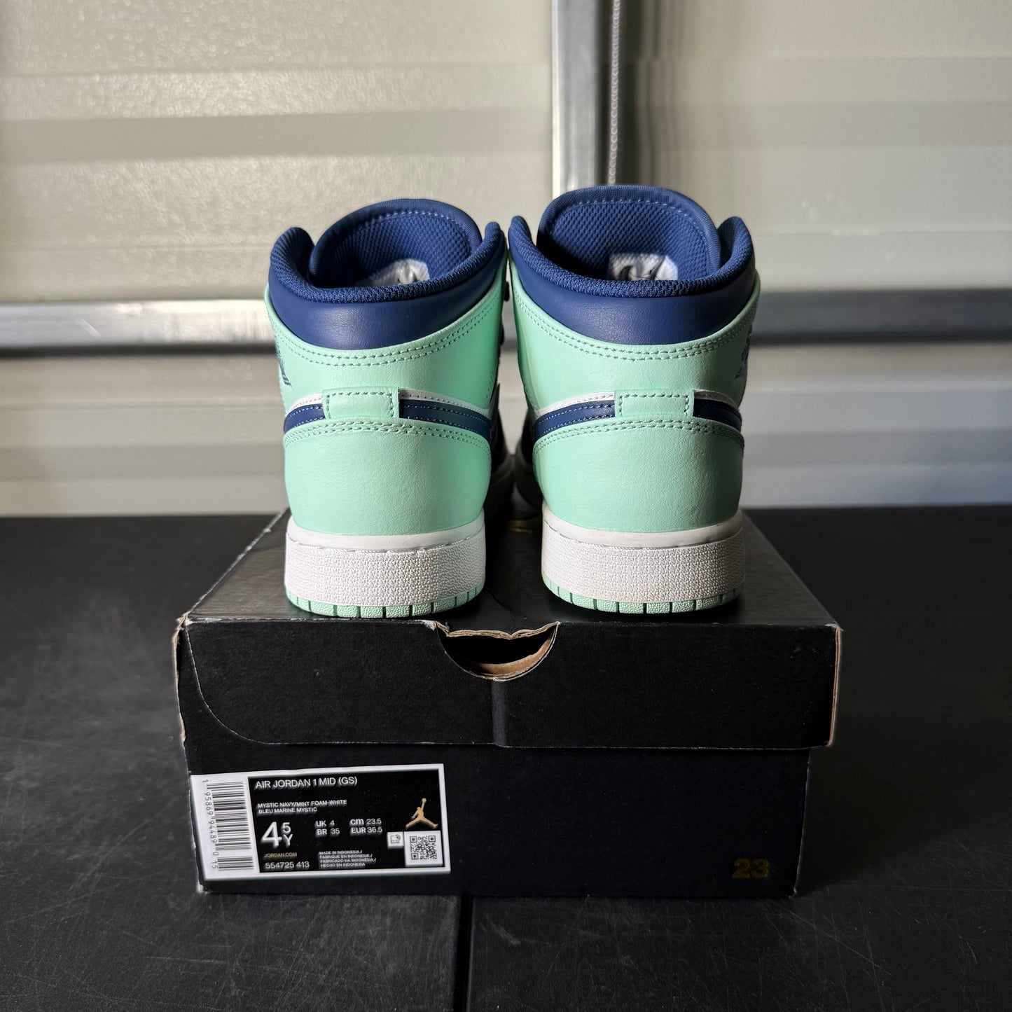 Size 4.5 - Jordan 1 Mid Mystic Navy Mint Foam