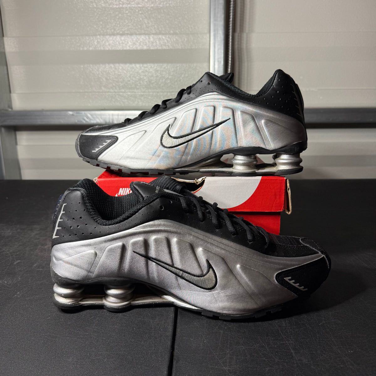 Size 11.5 - Nike Shox Metallic Black Silver