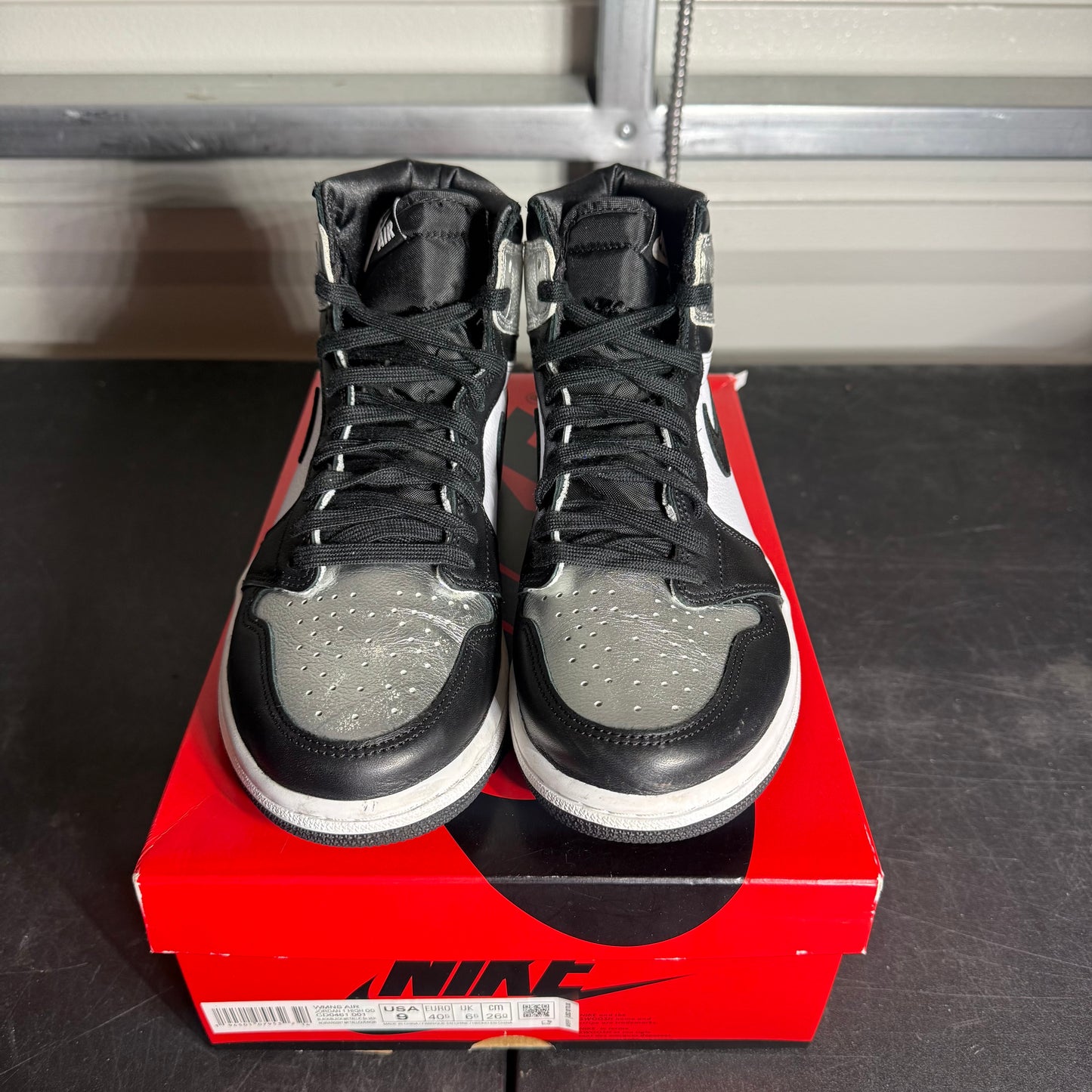 Size 9W - AJ 1 Silver Toe