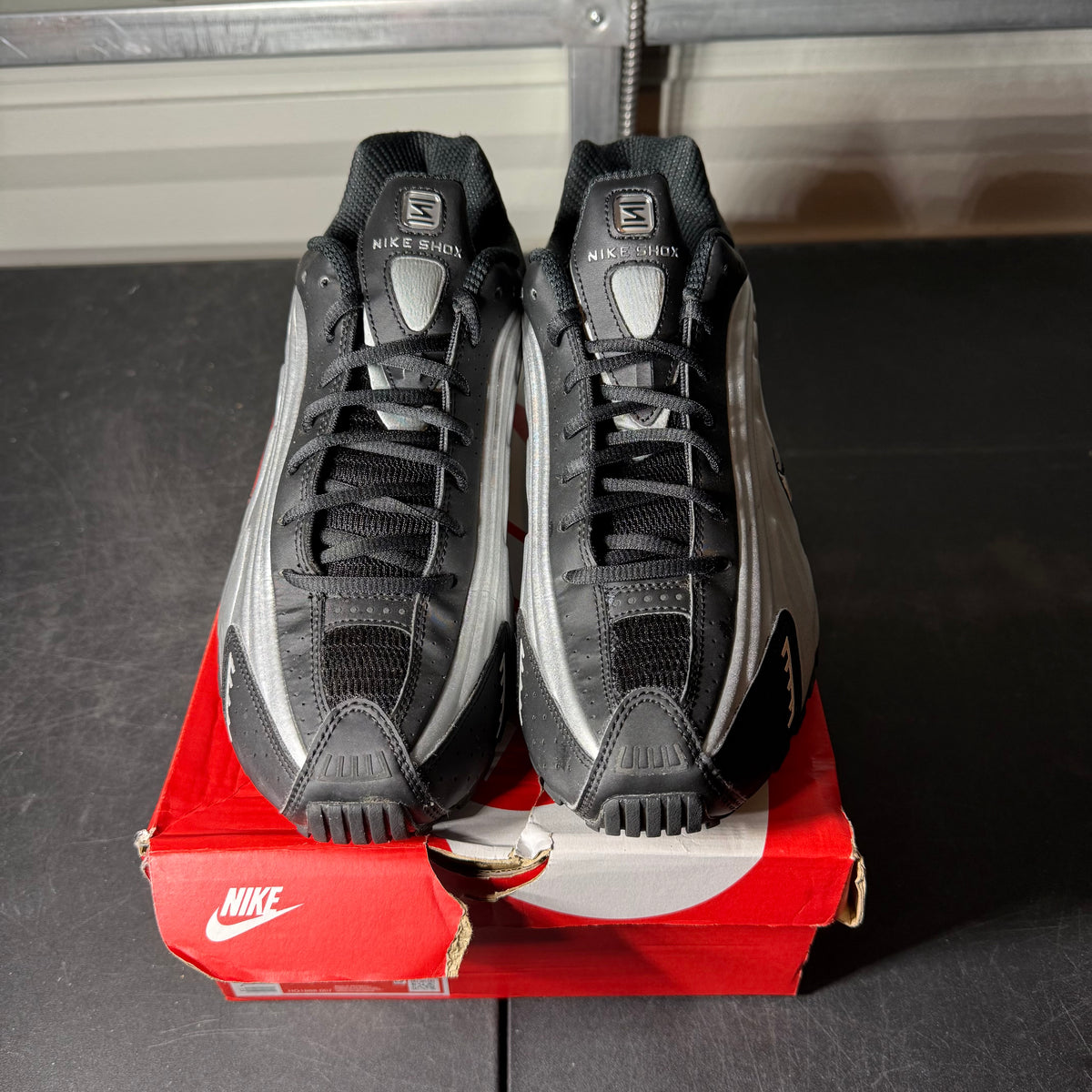 Size 11.5 - Nike Shox Metallic Black Silver