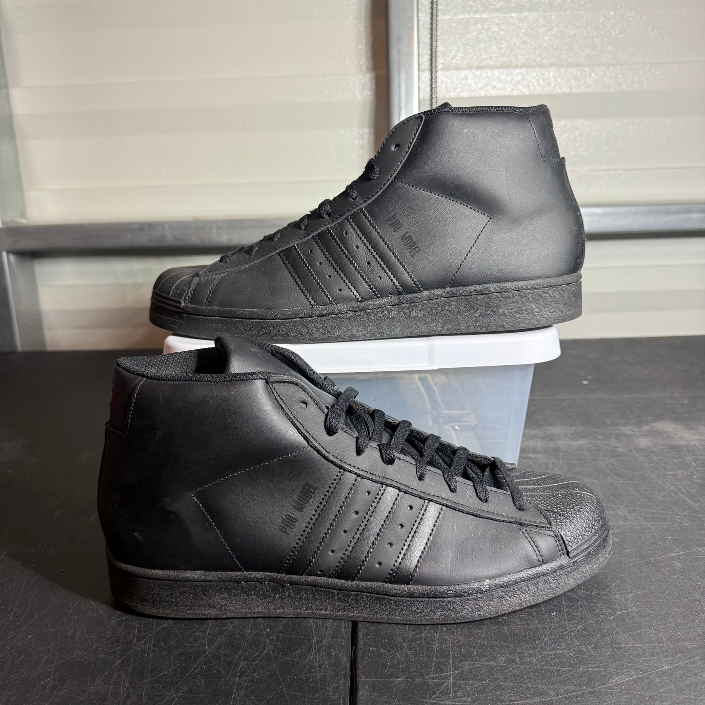 Size 11.5 - Adidas High All Black Superstar