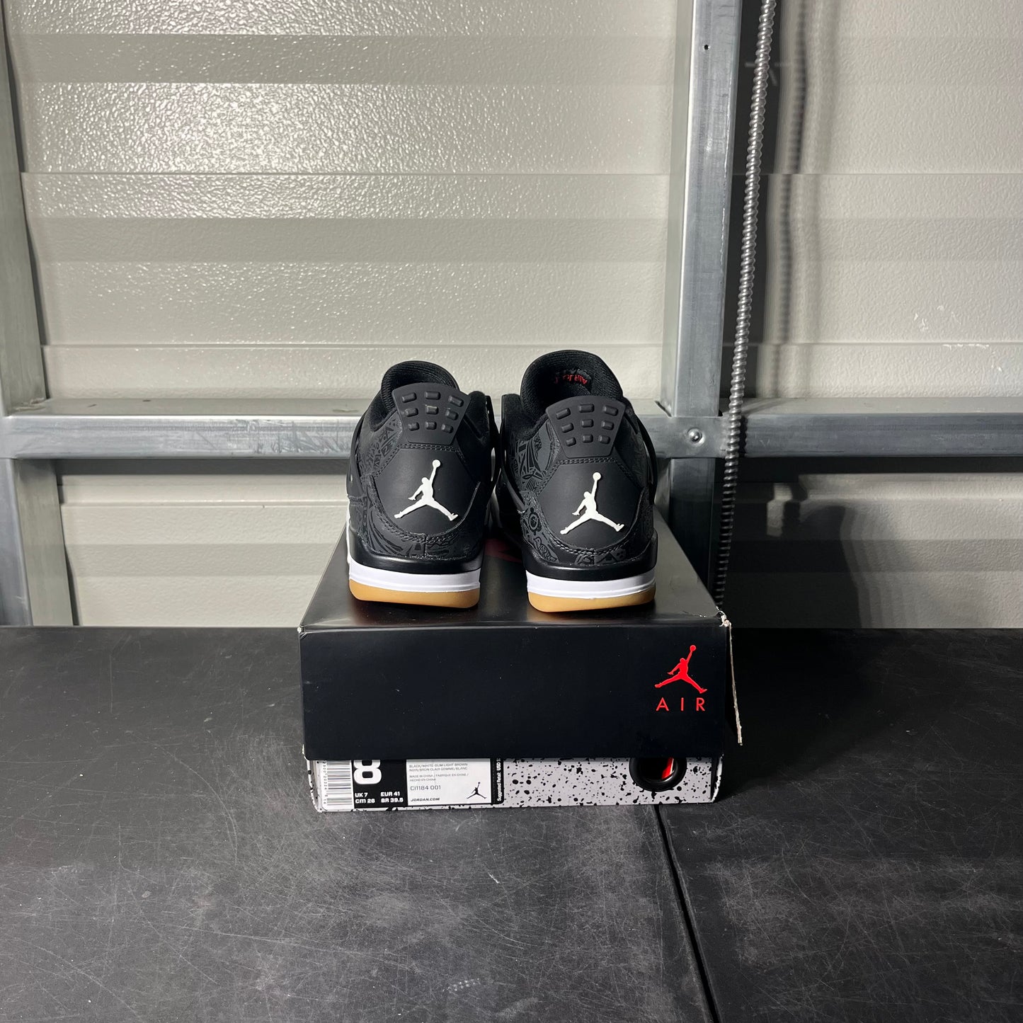 Size 8 - AJ 4 Laser Black Gum