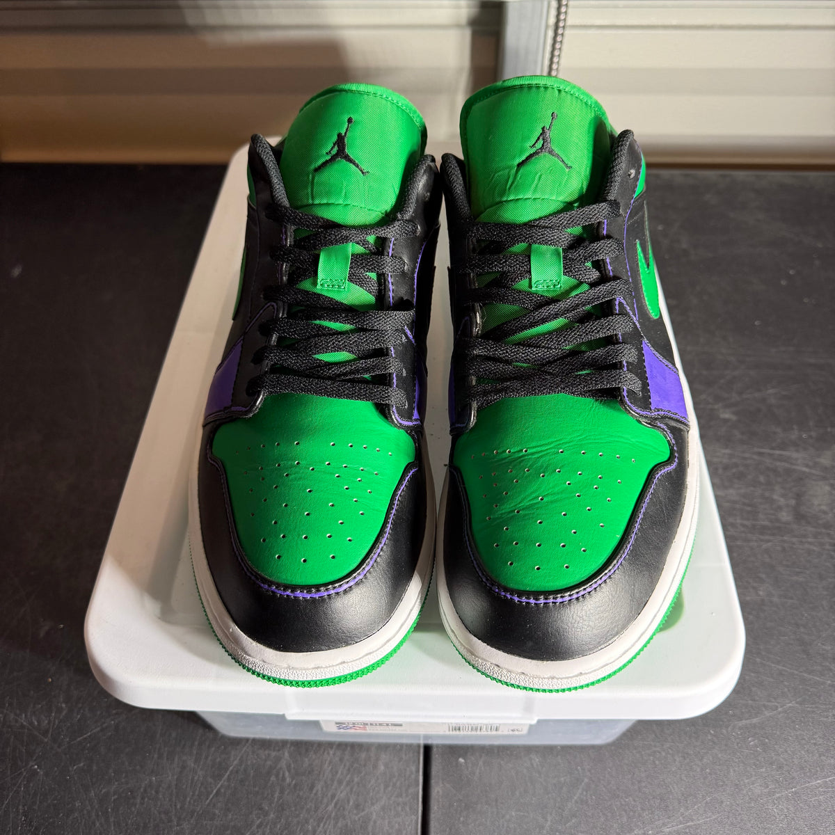 Size 13 - AJ 1 Low Black Lucky Green