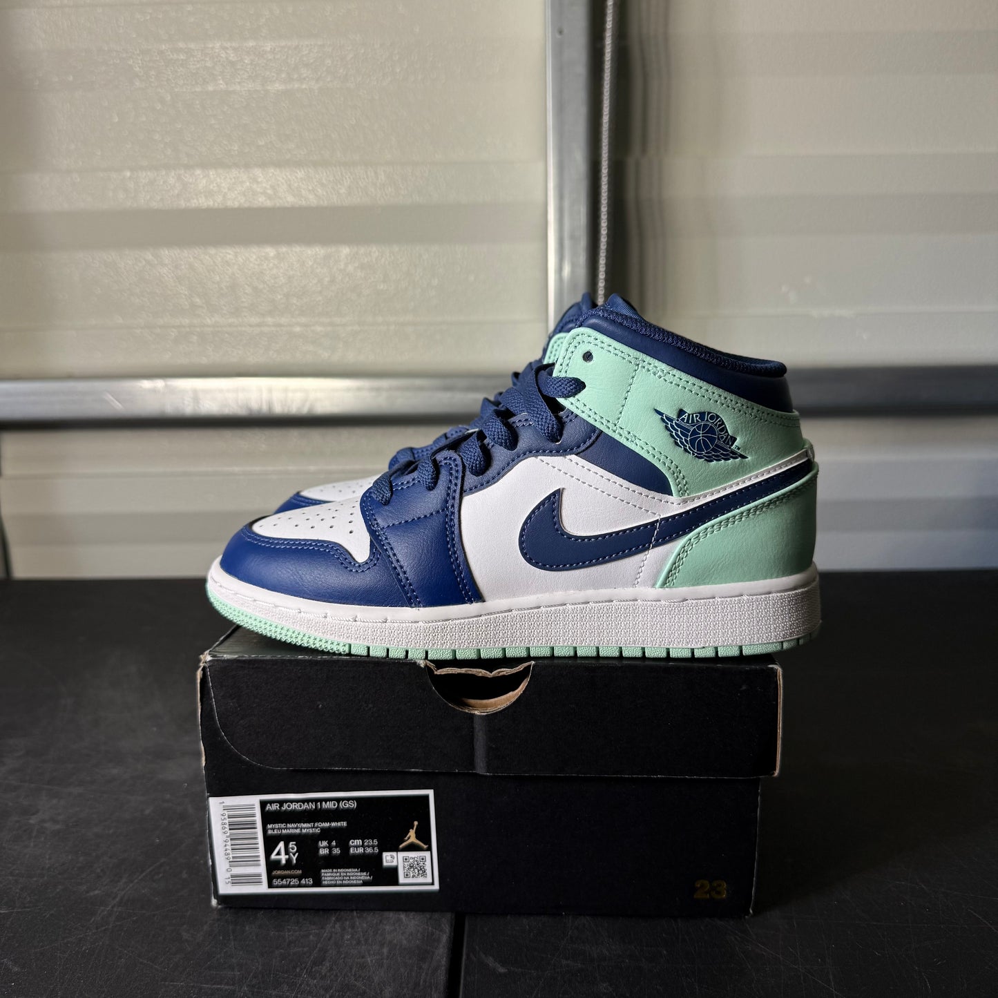 Size 4.5 - Jordan 1 Mid Mystic Navy Mint Foam