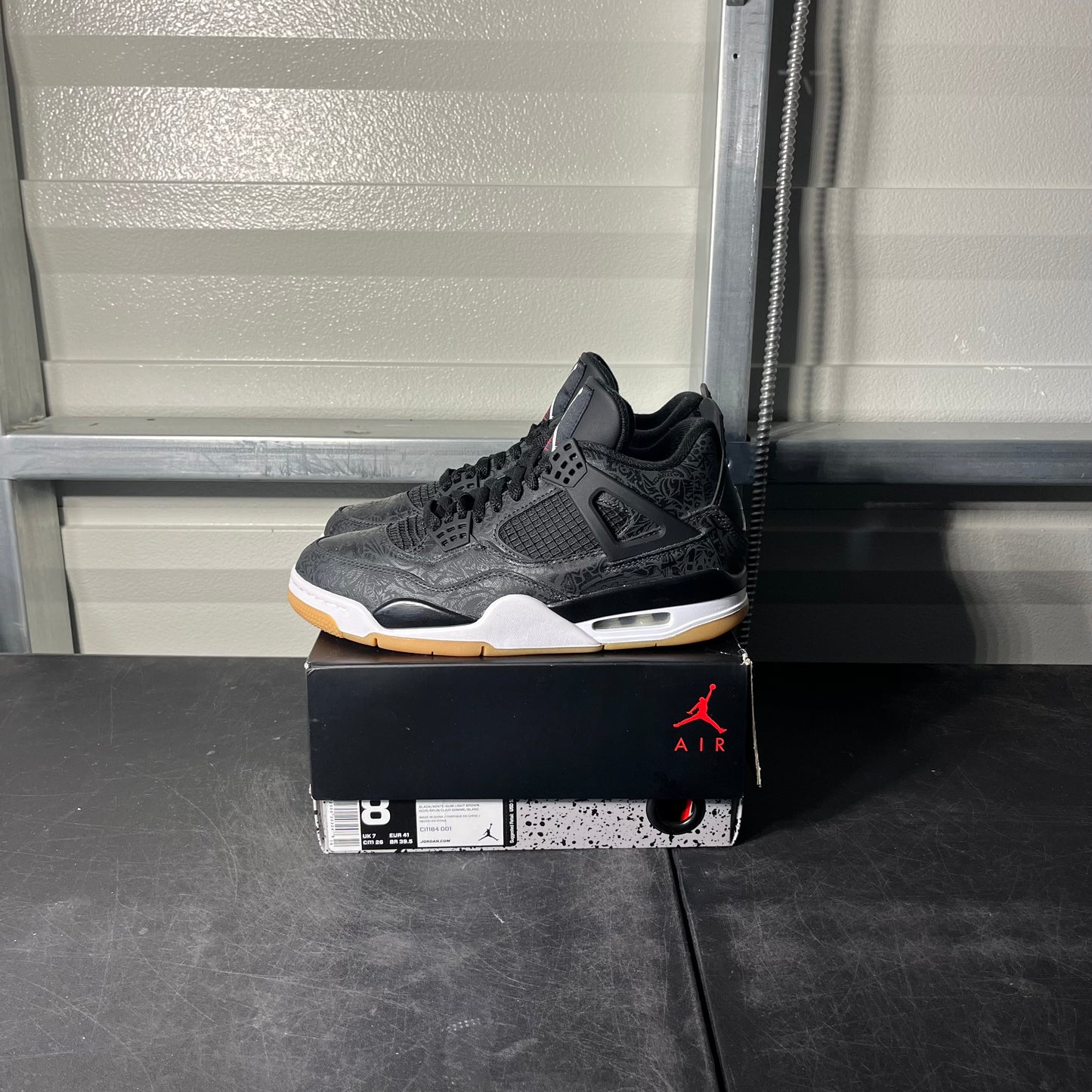 Size 8 - AJ 4 Laser Black Gum