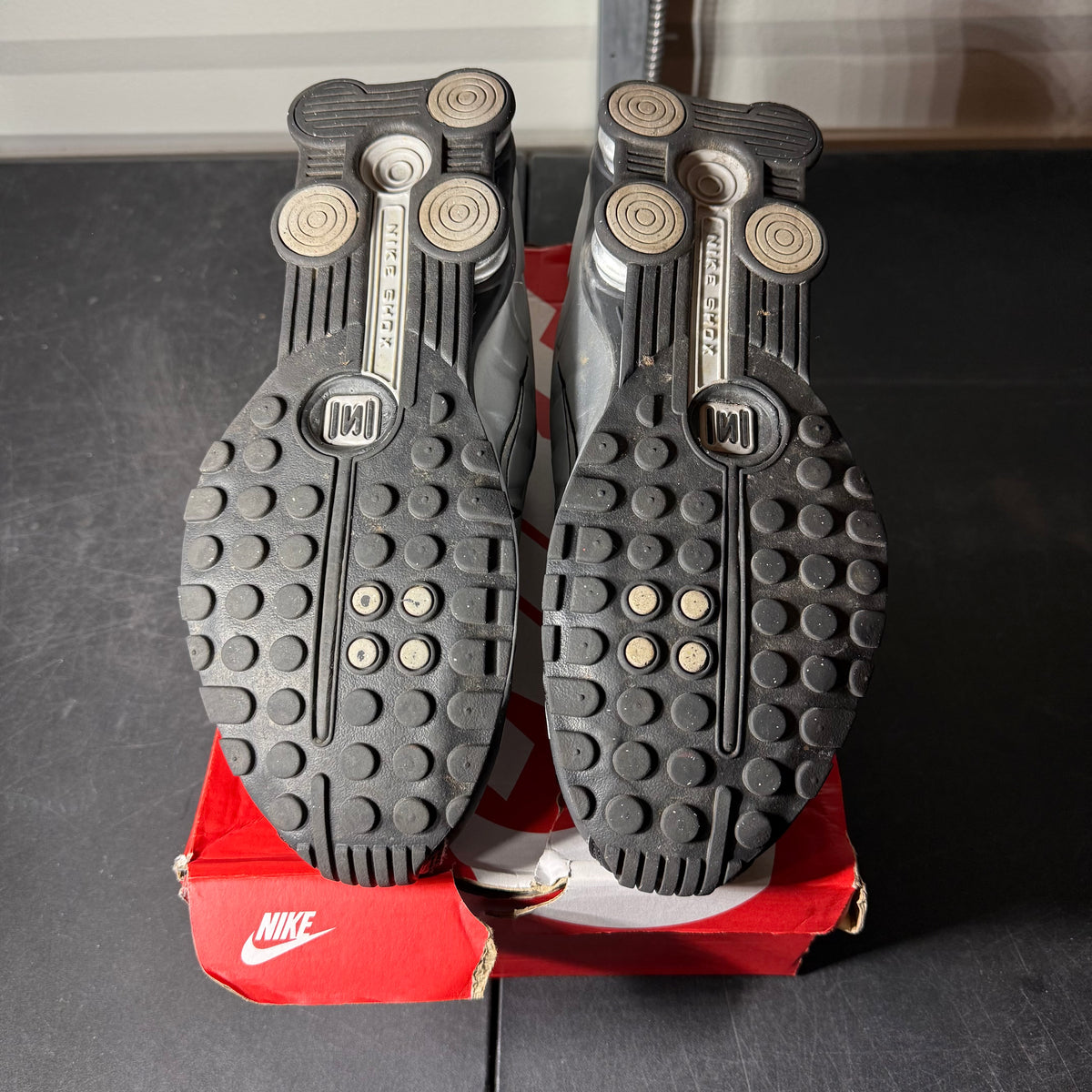 Size 11.5 - Nike Shox Metallic Black Silver