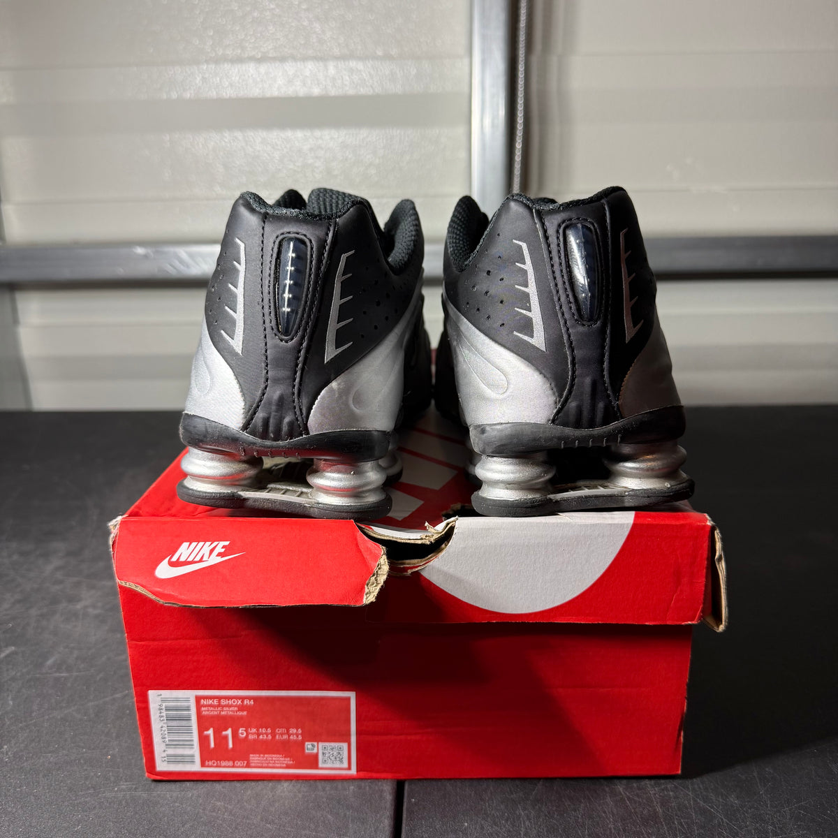 Size 11.5 - Nike Shox Metallic Black Silver