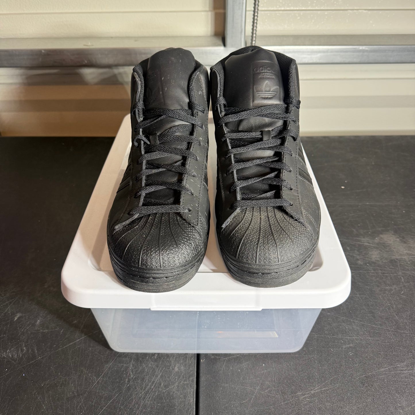 Size 11.5 - Adidas High All Black Superstar