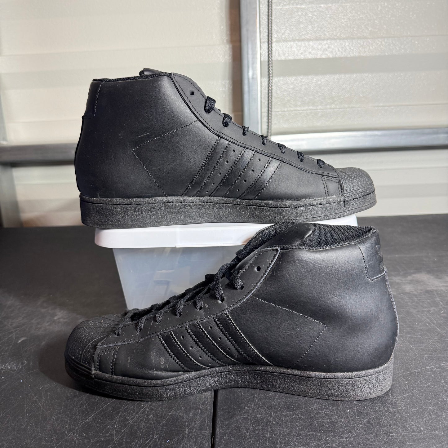 Size 11.5 - Adidas High All Black Superstar