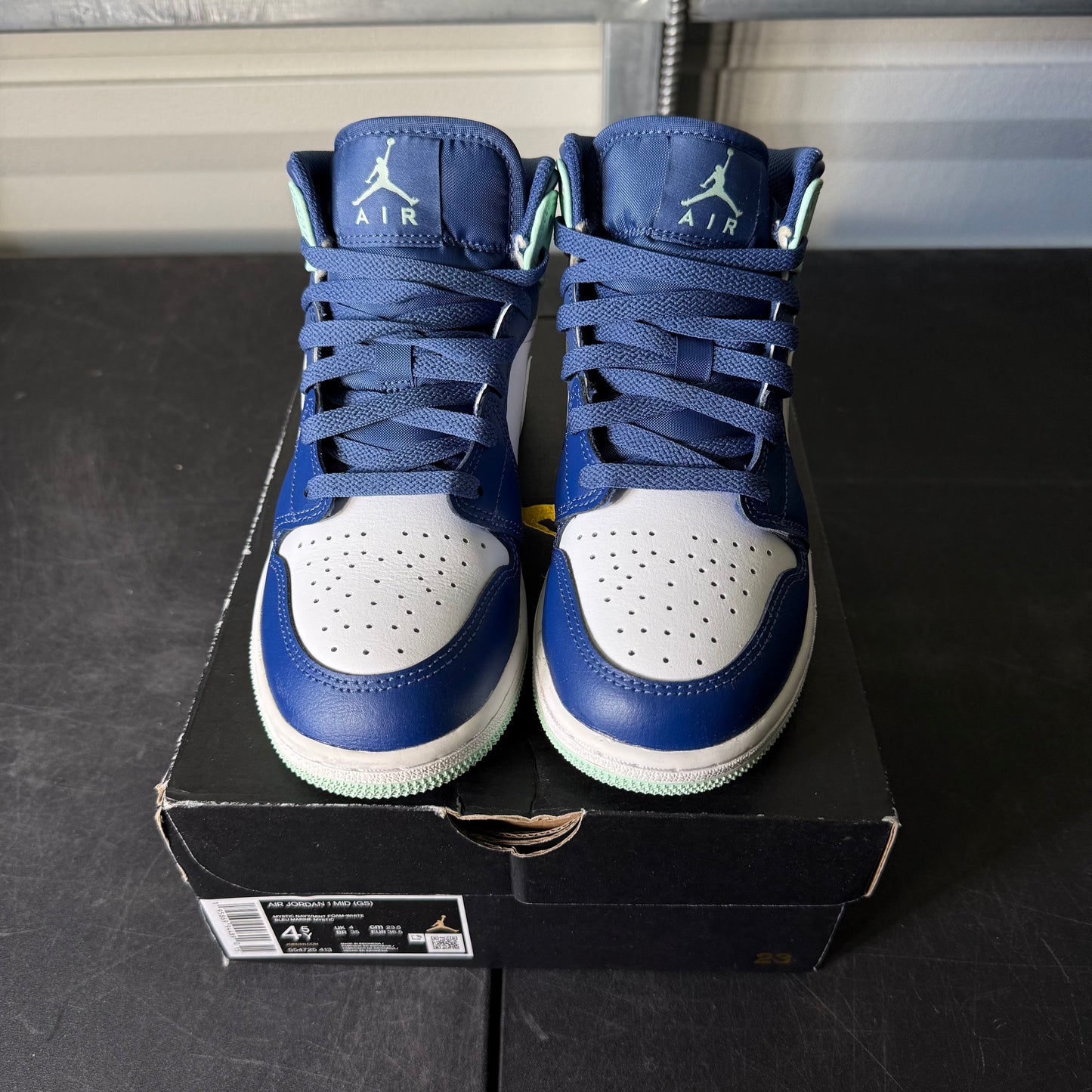 Size 4.5 - Jordan 1 Mid Mystic Navy Mint Foam